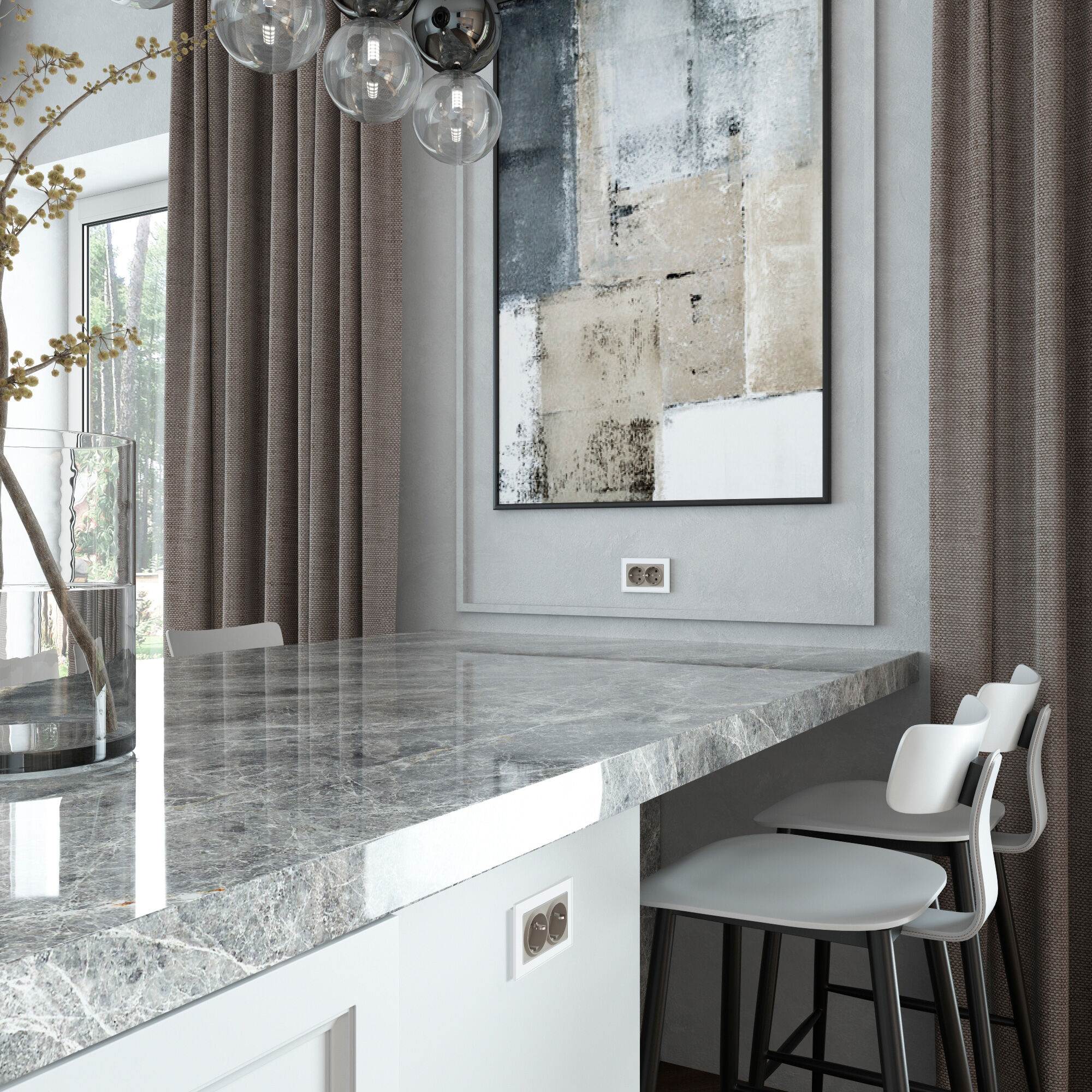 W1272004/ Розетка двойная с заземлением (дымчатый) W1272004