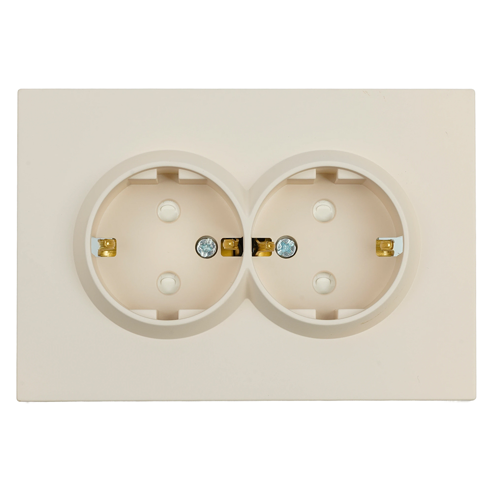 Розетка 2-местная с защитной шторкой, STEKKER, с/з, 250В, 16А, серия Эмили, RST16-5114-08, кашемир, soft touch