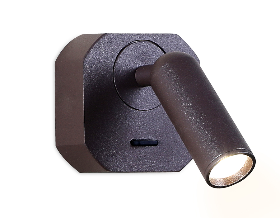 Настенный светодиодный светильник с выключателем Ambrella FW283 SCF кофе песок LED 4200K 3W 66*66*65