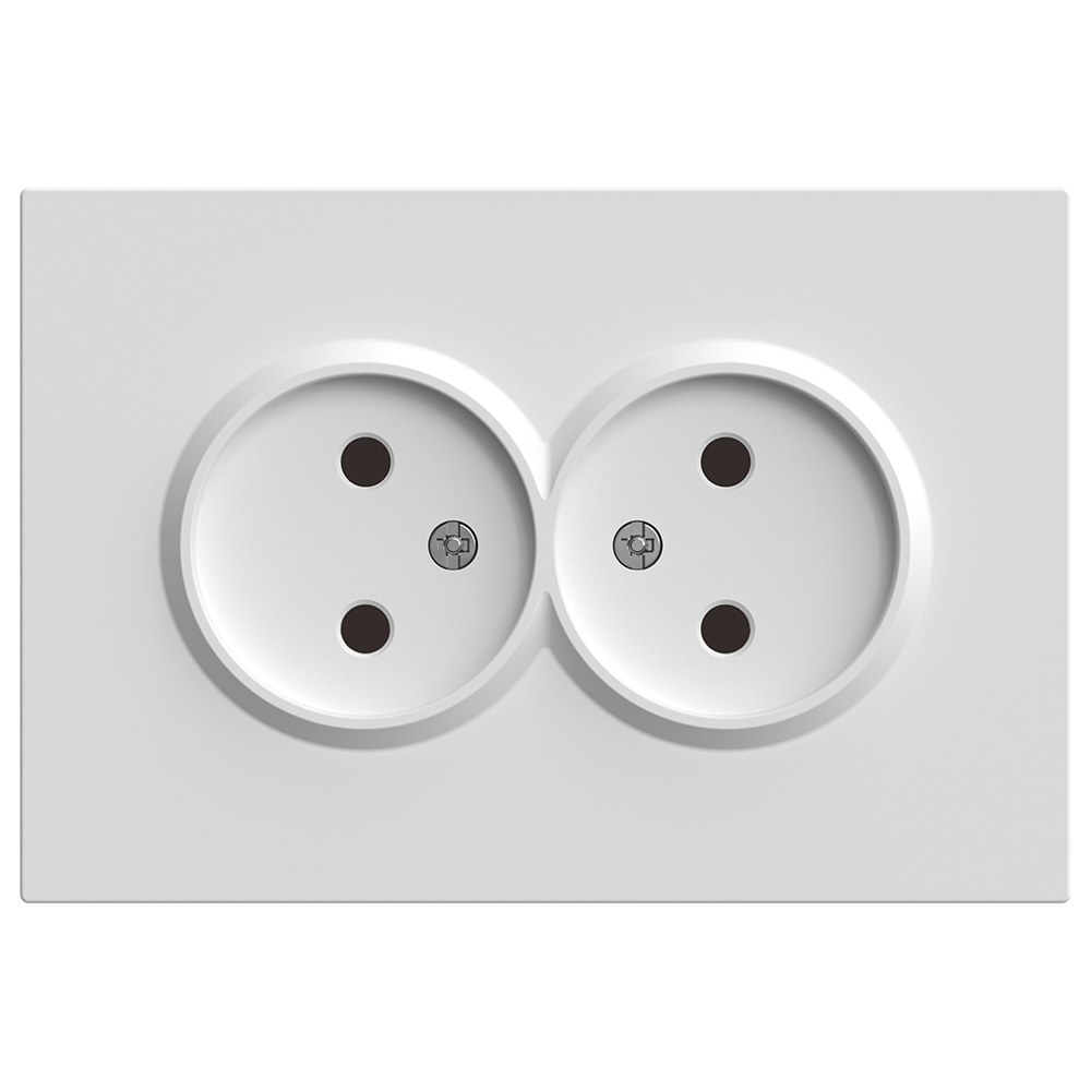 Розетка 2-местная с защитной шторкой, STEKKER, б/з, 250В, 16А, серия Эмили, RST16-5116-01, белый фарфор, soft touch