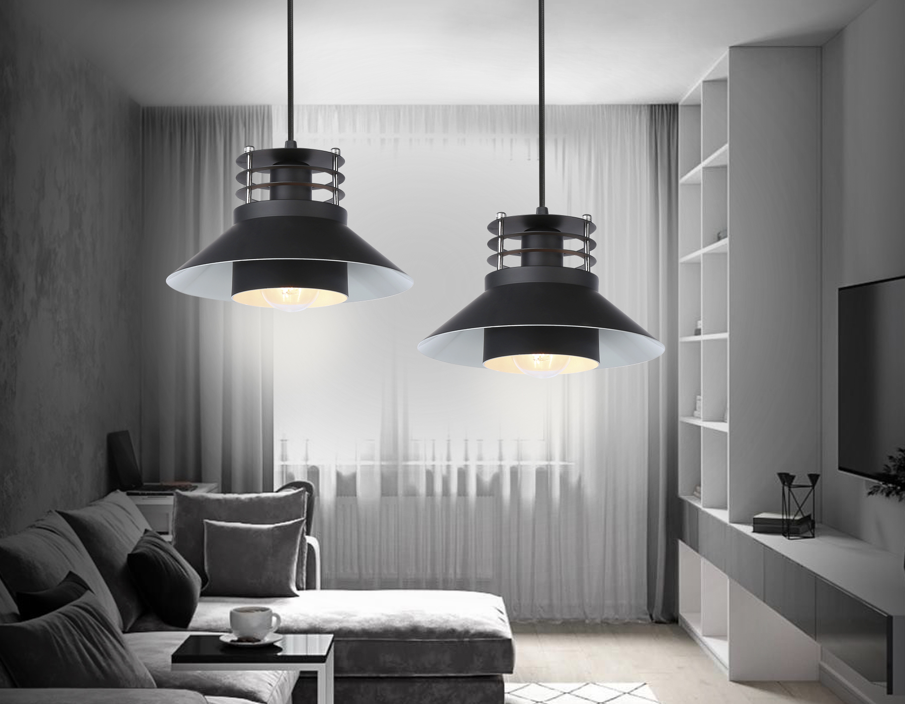 Подвесной светильник TR8172 BK черный E27 max 40W D203*940