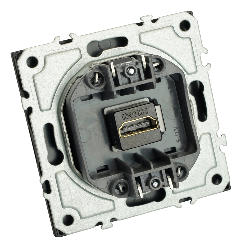 Розетка HDMI 2.0 Type A (механизм), серия Эмили, STEKKER, RST00-5118-10, платиново-серый, soft touch