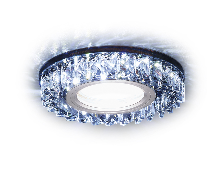 Встраиваемый светильник Ambrella S255 BK хром/тонированный Хрусталь/MR16+3W(LED WHITE)