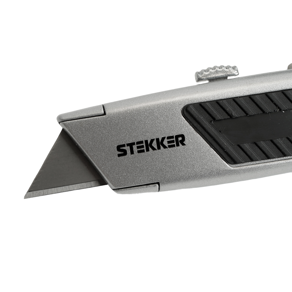 Нож строительно-монтажный с трапециевидным лезвием, 19 мм, 2 лезвия в рукоятке, GS, KMU-13-T