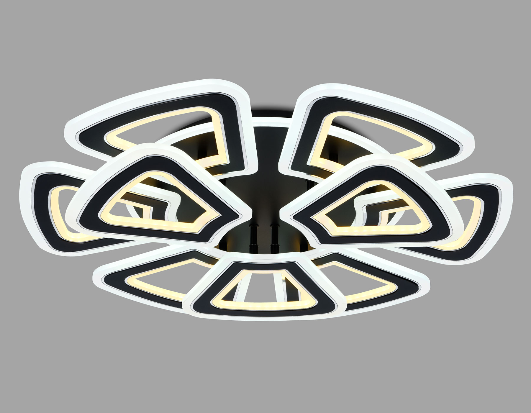 Потолочный светильник Ambrella FA8893/6+3 BK/CH черный/хром 210W 3000K/4200K/6400K 650*640*130 (ПДУ РАДИО 2.4G)