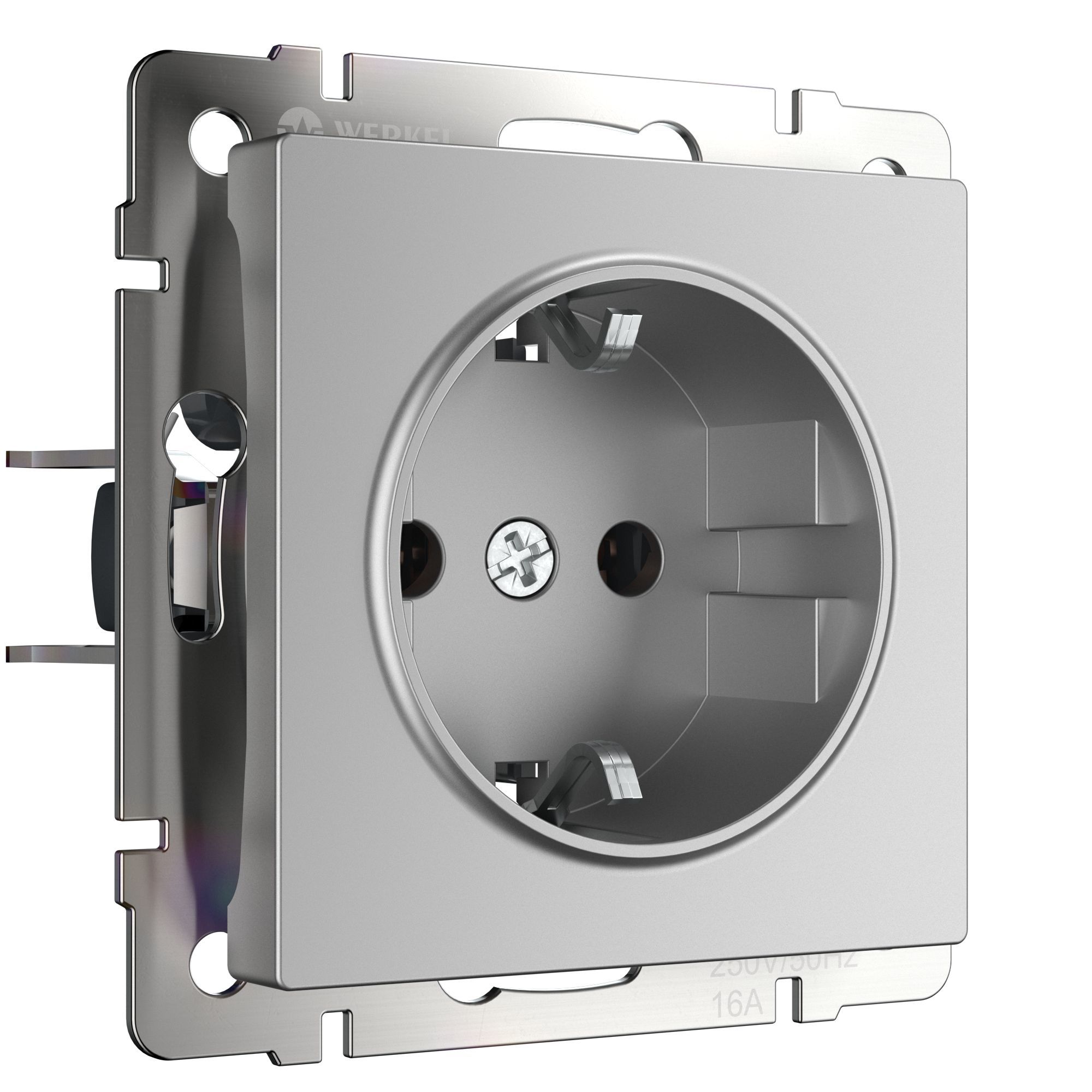 Розетка с заземлением WERKEL (серебряный) WL06-SKG-01-IP20 / W1171006 / a029828