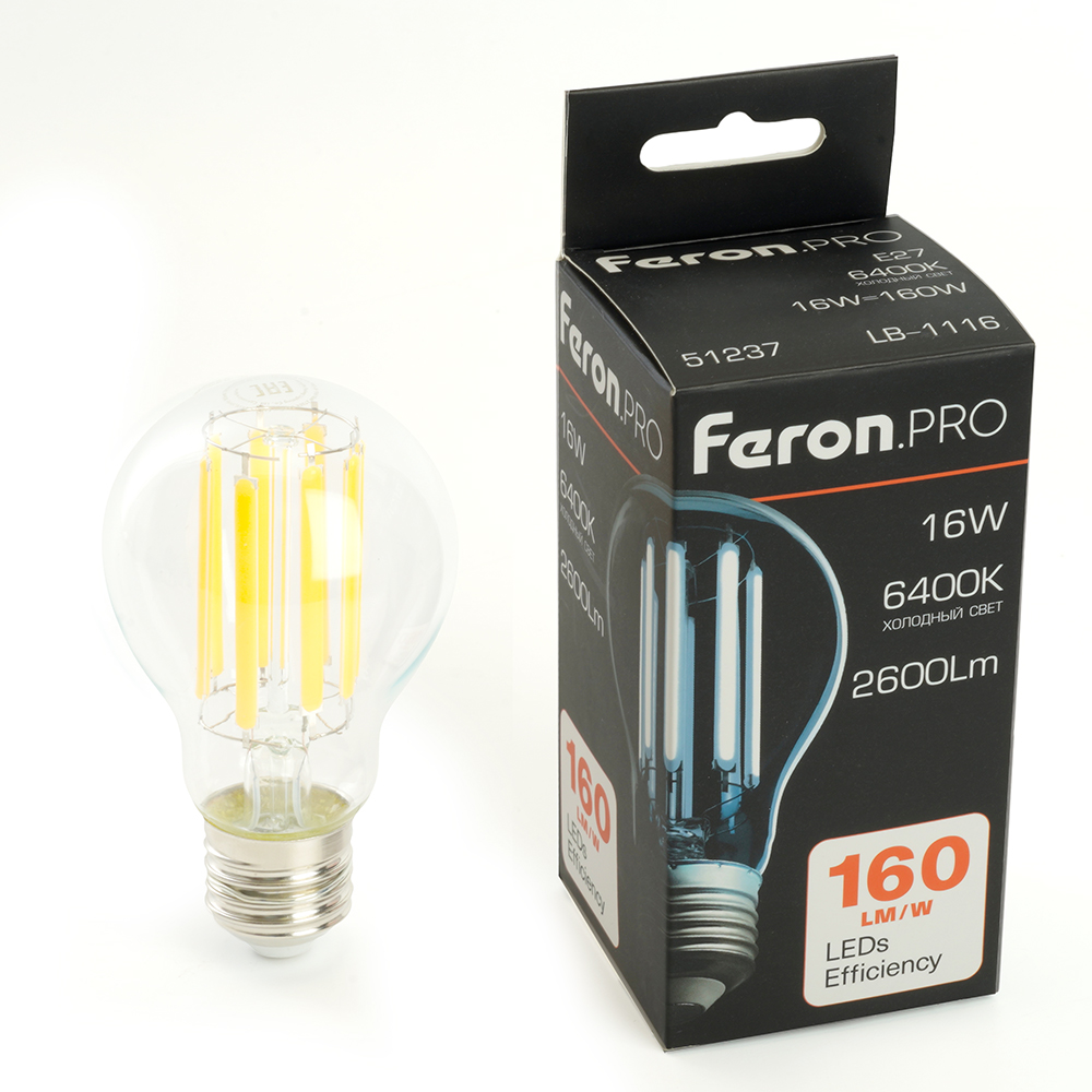 Лампа светодиодная Feron.PRO LB-1116 Шар E27 2600LM 16W 175-265V 6400K Лампа светодиодная Feron.PRO LB-1116 Шар E27 2600LM 16W 175-265V 6400K