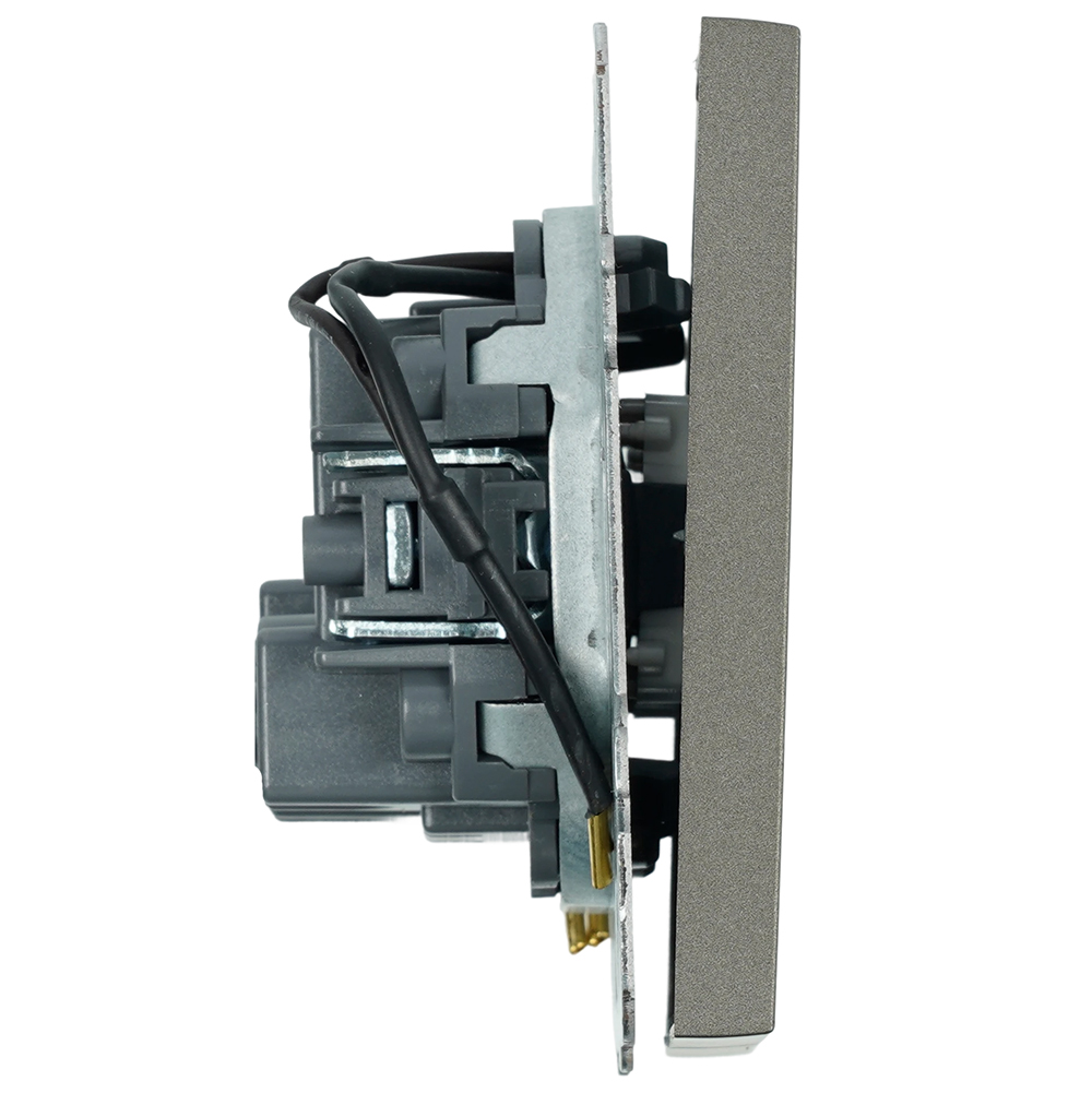 Выключатель 2-клавишный c индикатором (механизм), STEKKER, 250В, 10А, серия Эмили, RSW10-5102-09, антрацит, soft touch