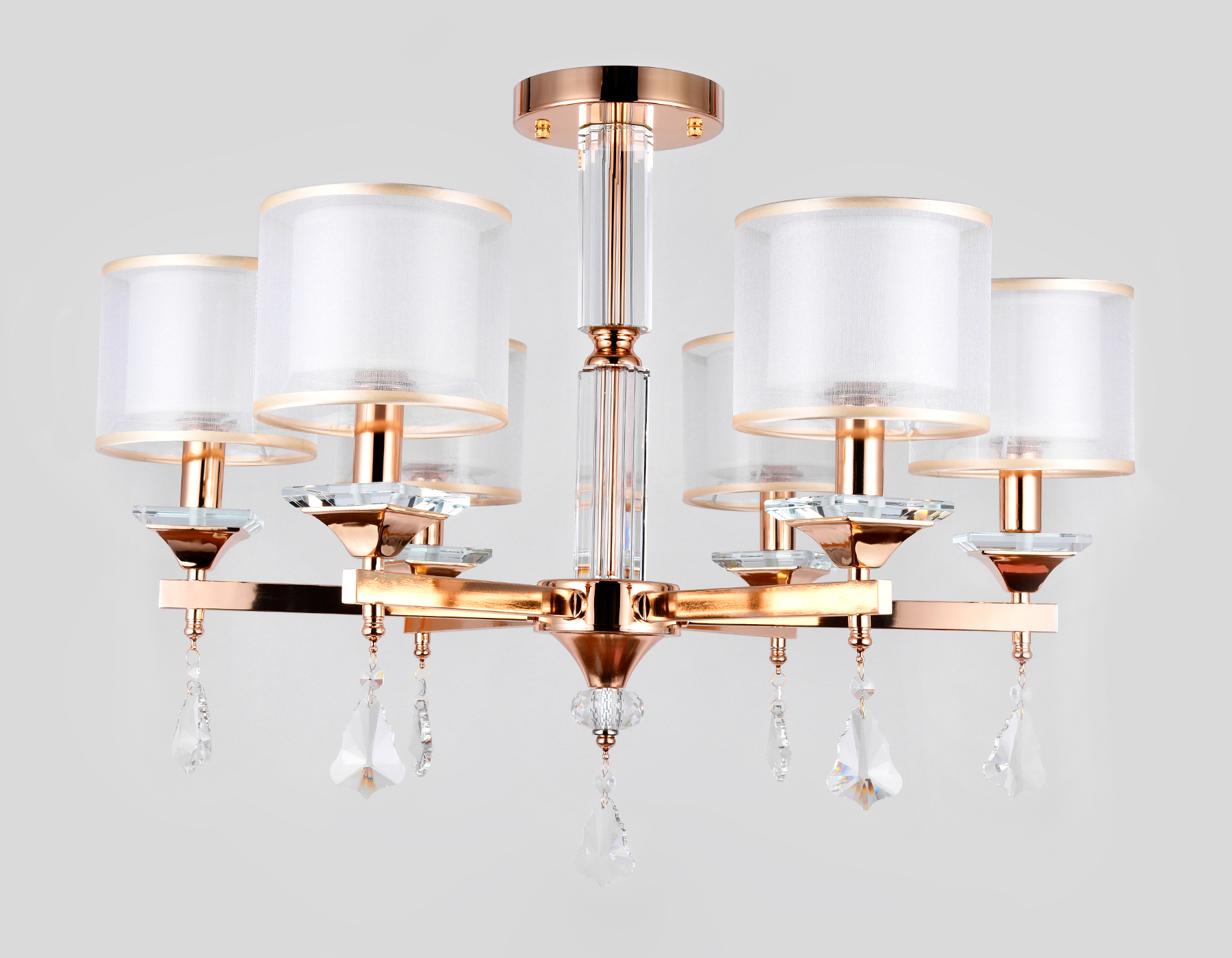 Подвесная люстра с хрусталем Ambrella TR4535/6 GD/WH золото/белый E14/6 max 40W D700*560