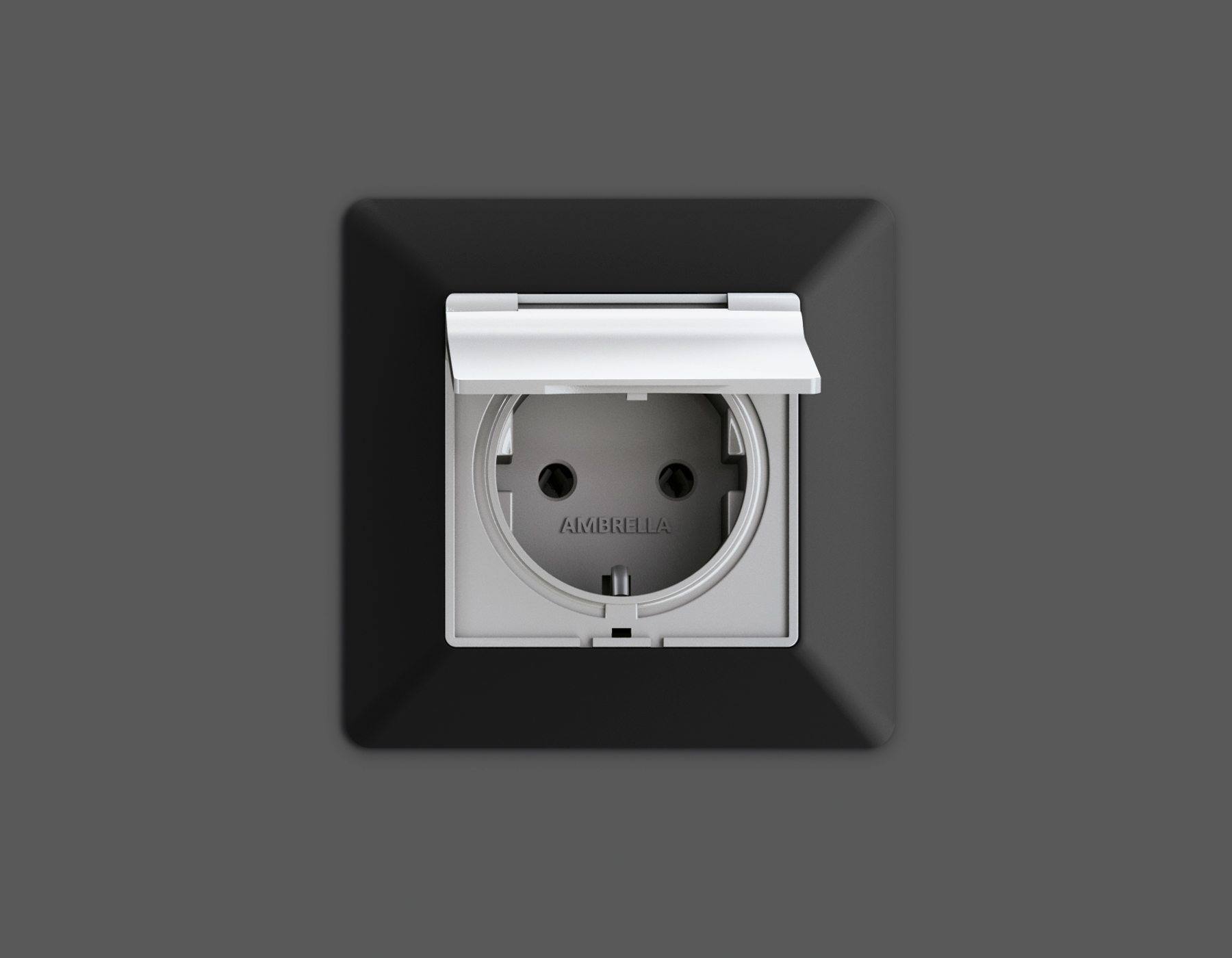 MA408010 Комплект механизма электрической розетки ALFA Серебро глянец с/з с шторками и крышкой IP44 QUANT (AP4080, VM141)