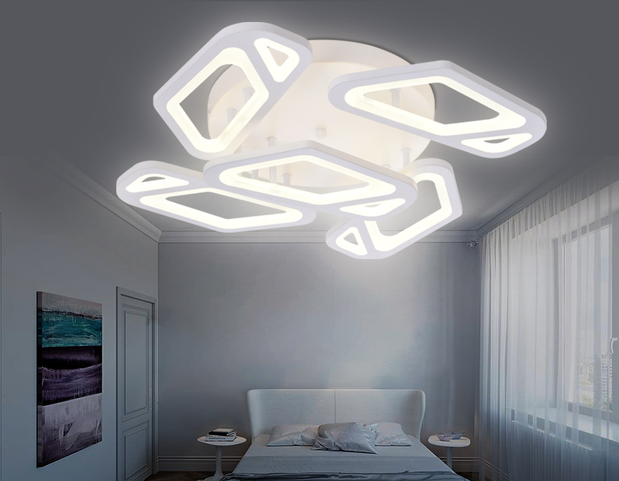 Потолочный светодиодный светильник с пультом Ambrella FA587/5 WH белый 113W 590*590*120 (ПДУ РАДИО 2.4G)