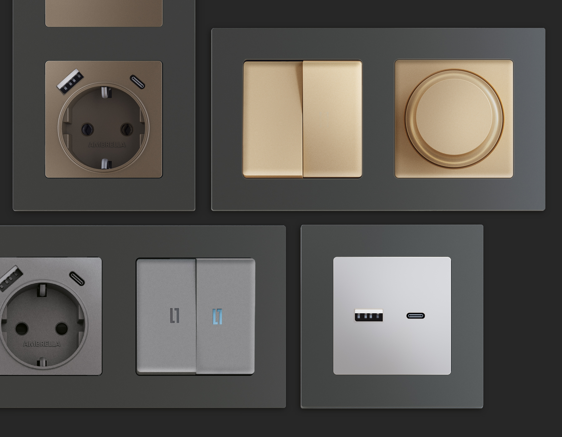 AF220805 Рамка ALFA Techno (Графит Мягкое касание) 5-ая