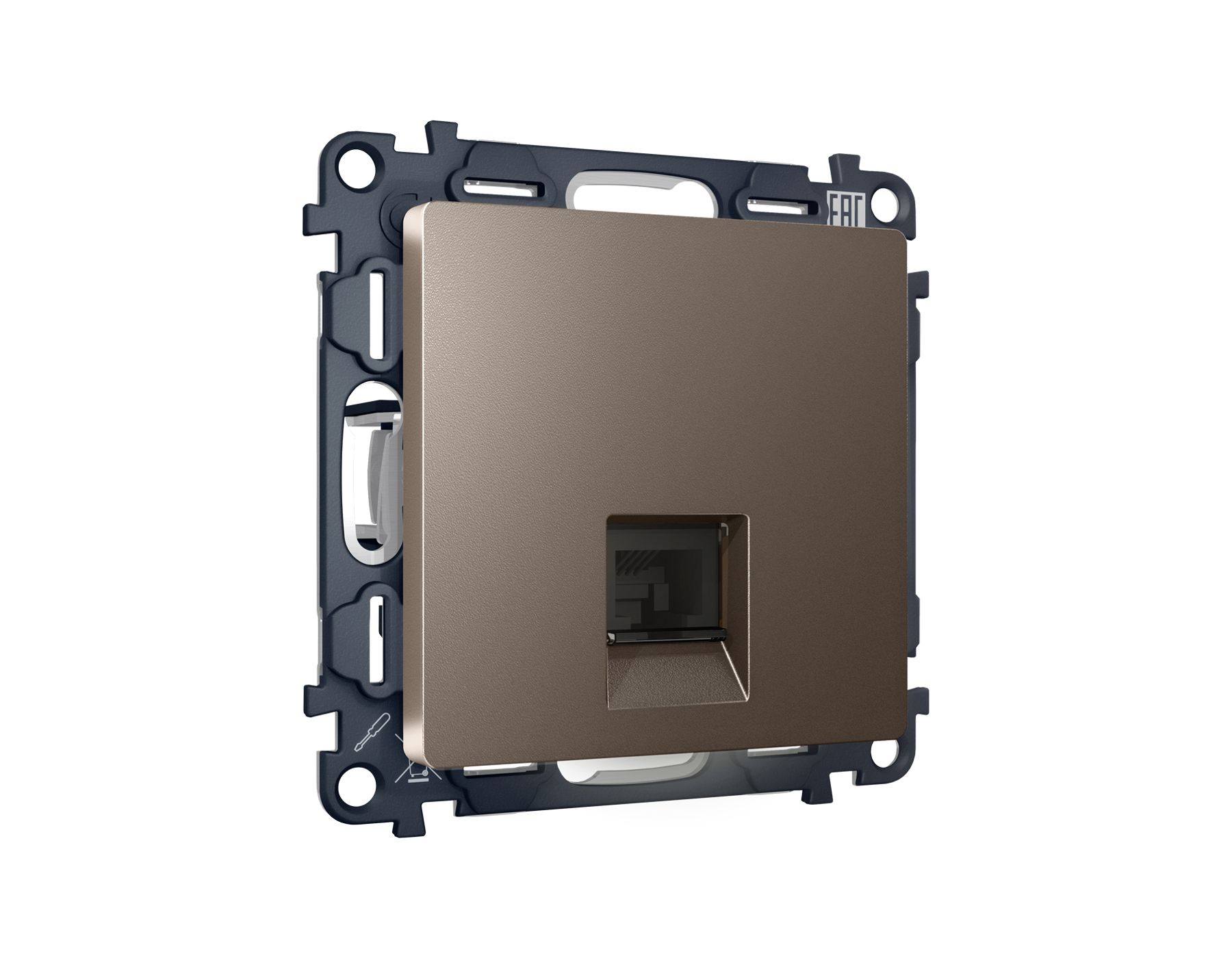 MA642010 Комплект механизма компьютерной розетки ALFA Темная бронза матовый RJ-45(8P8C) CAT6 с шторкой QUANT (AP6420, VM188)