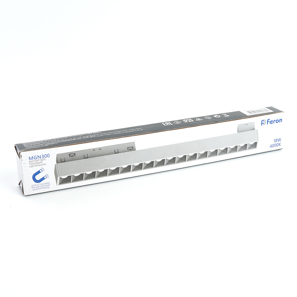 Светильник светодиодный Feron MGN300 трековый низковольтный 18W, 1620 Lm, 4000К, 30 градусов, белый