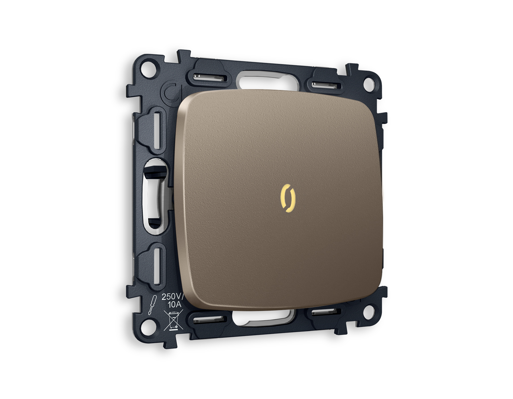 MO632010 Комплект механизма 1-кл выключателя с подсветкой 3200K OMEGA Темная бронза матовый QUANT (OP6320, VM101, G11Y)