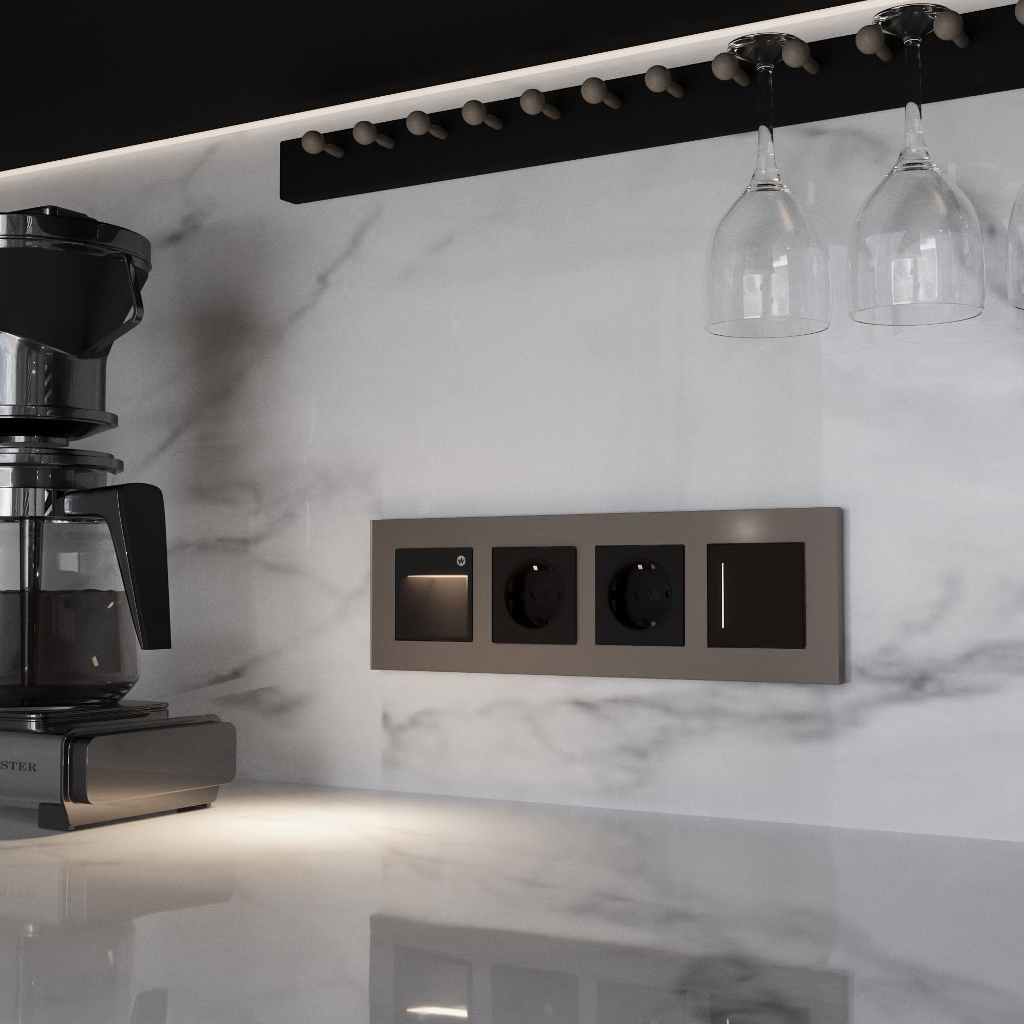 W0042963/ Рамка на 4 поста Slab (бронза софт)