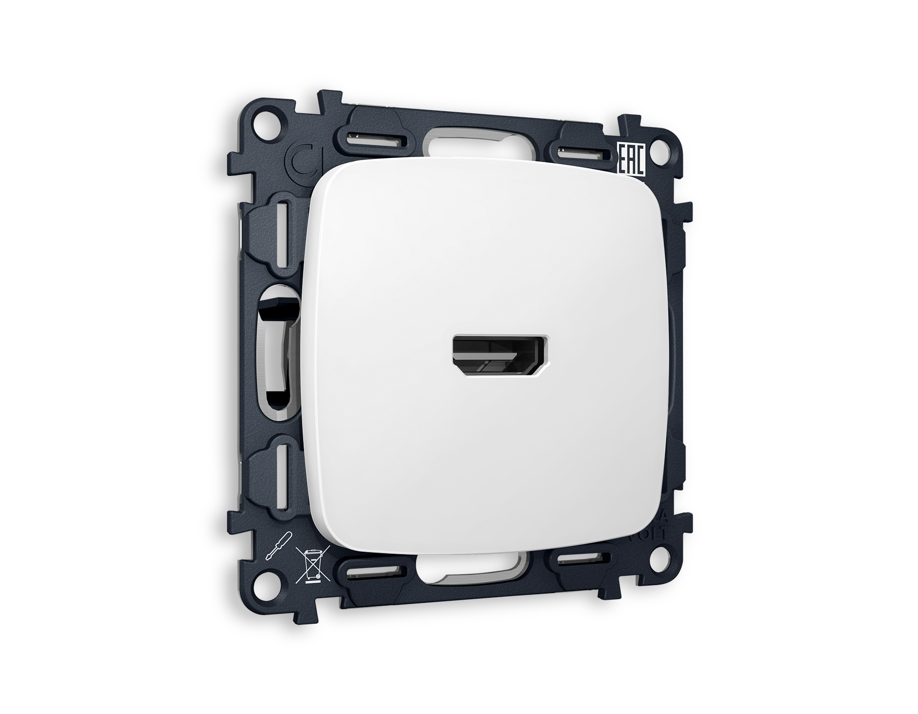 MO134010 Комплект механизма розетки HDMI 2.0 OMEGA Белый матовый 40V/500MO 2.0GHz 5-18Gbit/s QUANT (OP1340, VM222)