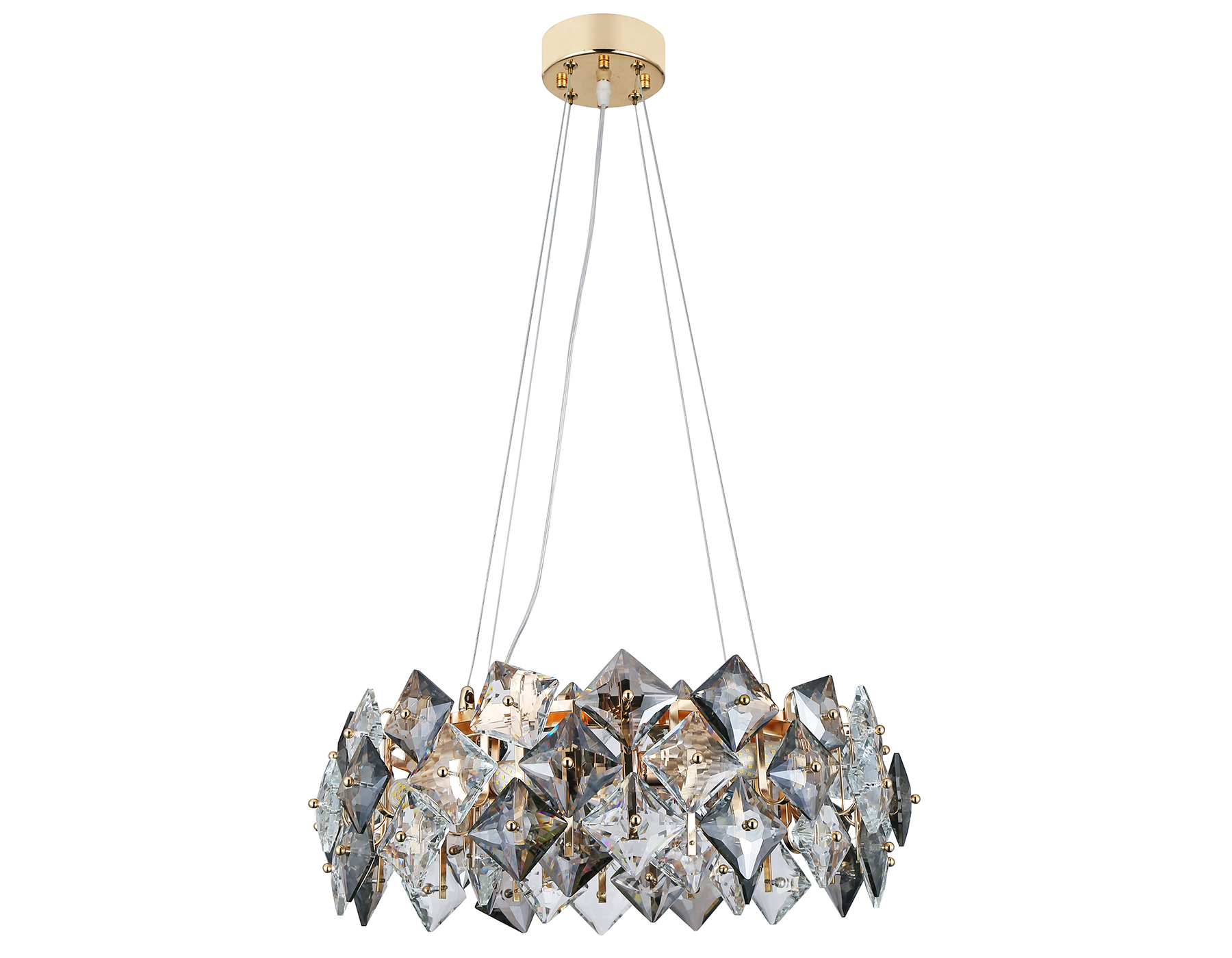 Подвесная люстра с хрусталем Ambrella TR5186/6 GD/CL/SM золото/прозрачный/дымчатый E14/6 max 40W D550*1000