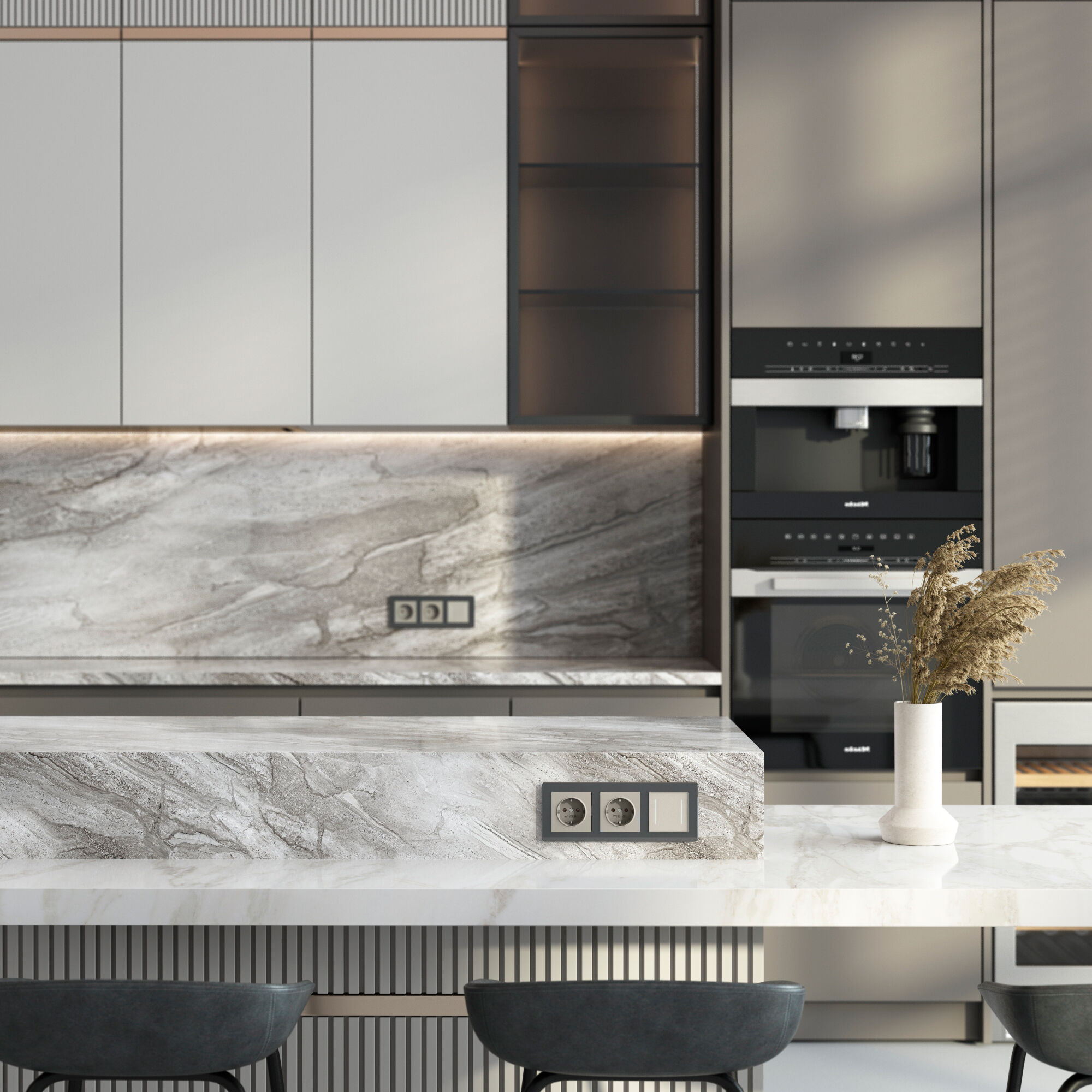 W1271004/ Розетка с заземлением (дымчатый) W1271004