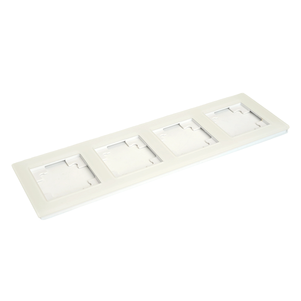 Рамка 4-местная, стекло, STEKKER, GFR00-7004-01, серия Катрин, белый матовый