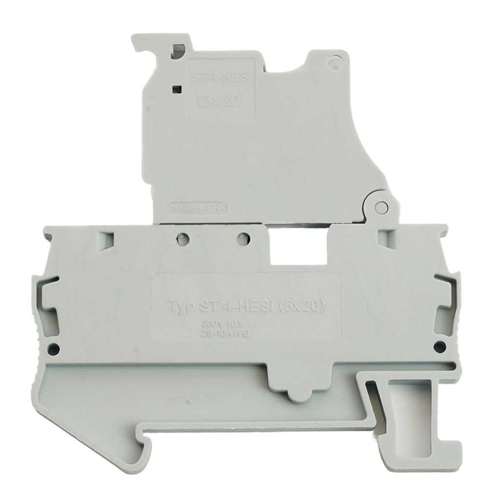 Зажим пружинный STEKKER, 2-проводной проходной 4,0 мм²  (JXB ST 4) с размыкателем и предохранителем, LD552-1-00, серый