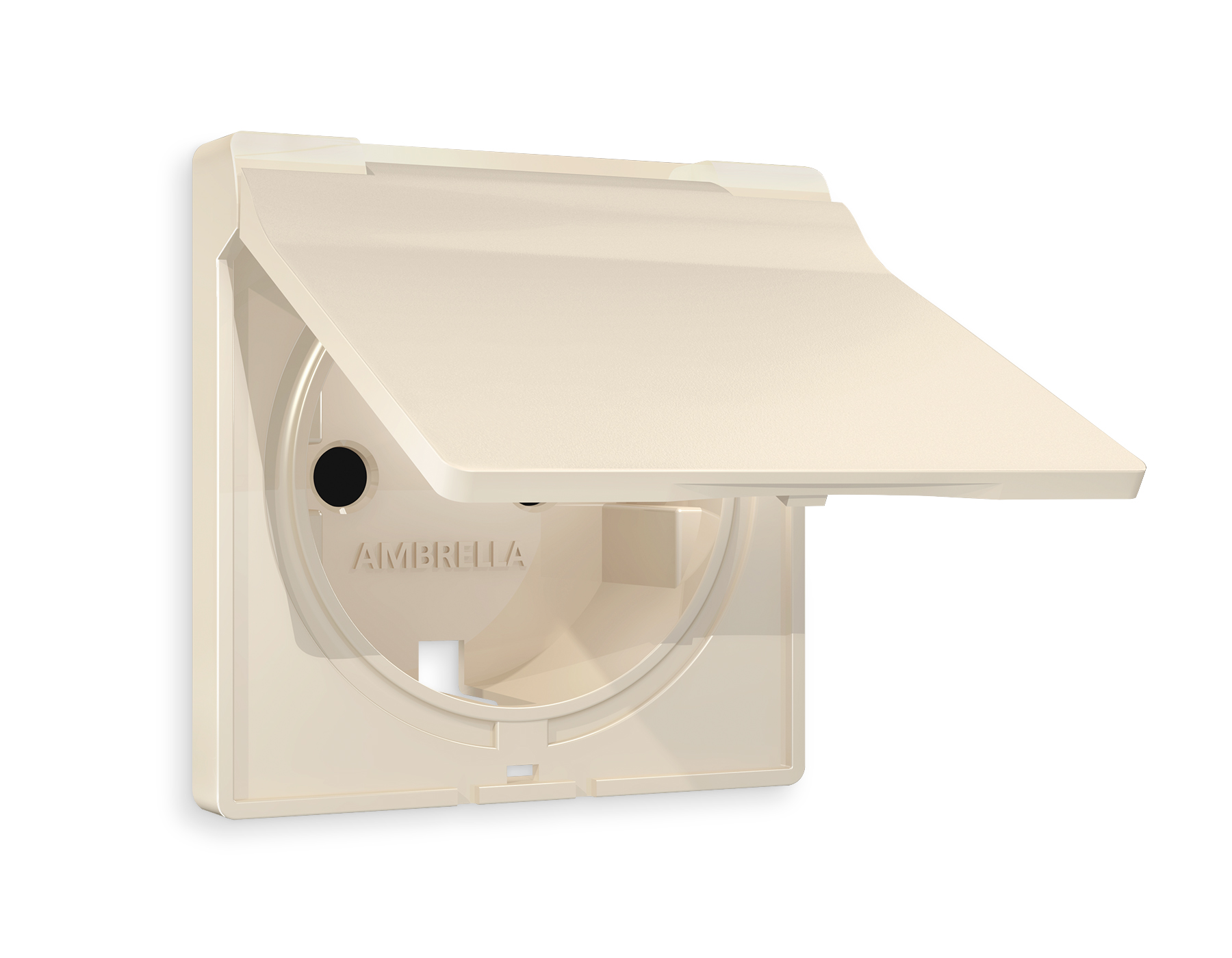 AP3280 Лицевая панель ALFA (Бежевый матовый) для электрической розетки с/з со шторками и крышкой IP44 QUANT