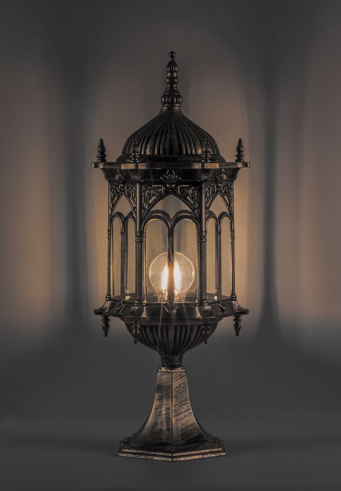 Светильник садово-парковый Feron PL115 шестигранный на постамент 60W 230V E27 черное золото