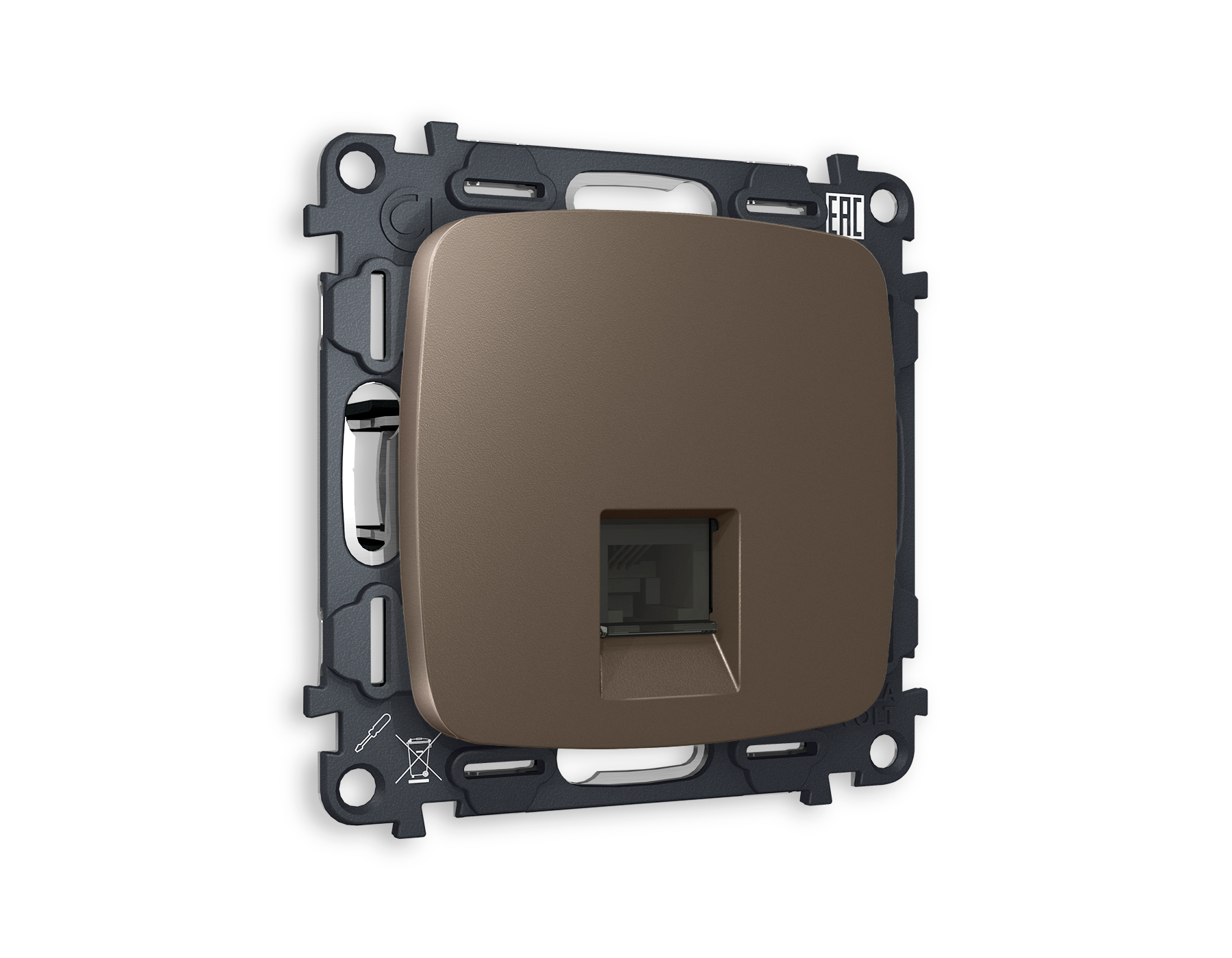 MO642030 Комплект механизма телефонной розетки OMEGA Темная бронза матовый RJ-11(4P4C) с шторкой QUANT (OP6420, VM190)