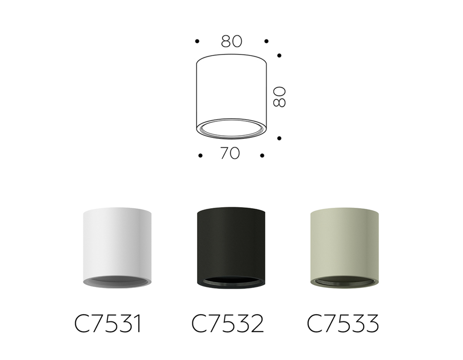 Корпус светильника накладной Ambrella C7532 SBK черный песок D80*H80mm MR16 GU5.3 для насадок D70mm