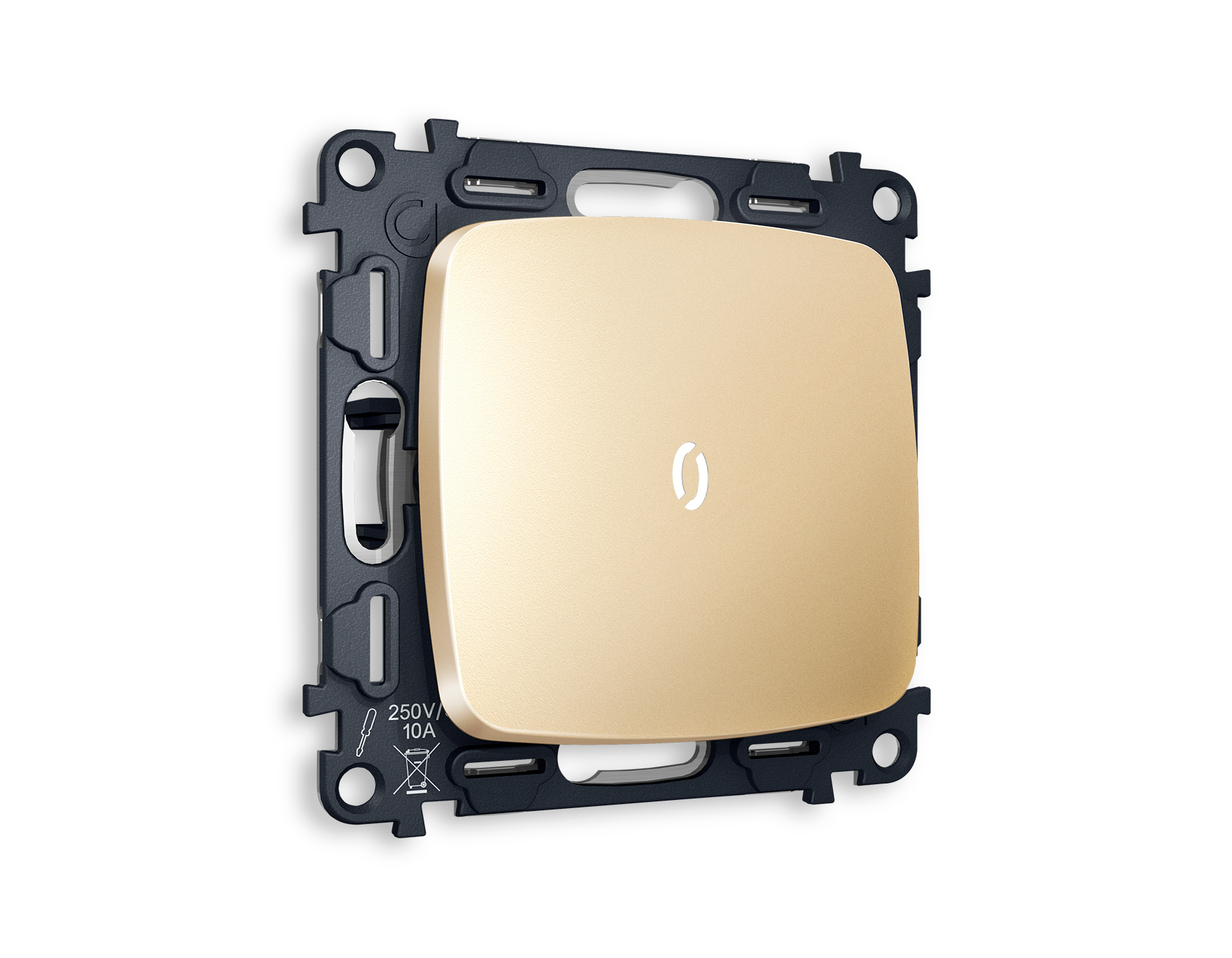 MO602035 Комплект механизма 1-кл проходного выключателя с подсветкой 5600K OMEGA Шампань QUANT (OP6020, VM105, G25W)