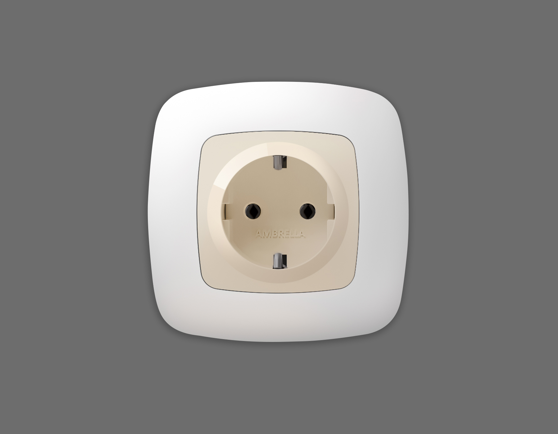 OP3070 Лицевая панель OMEGA (Бежевый глянец) для электрической розетки с/з со шторками QUANT