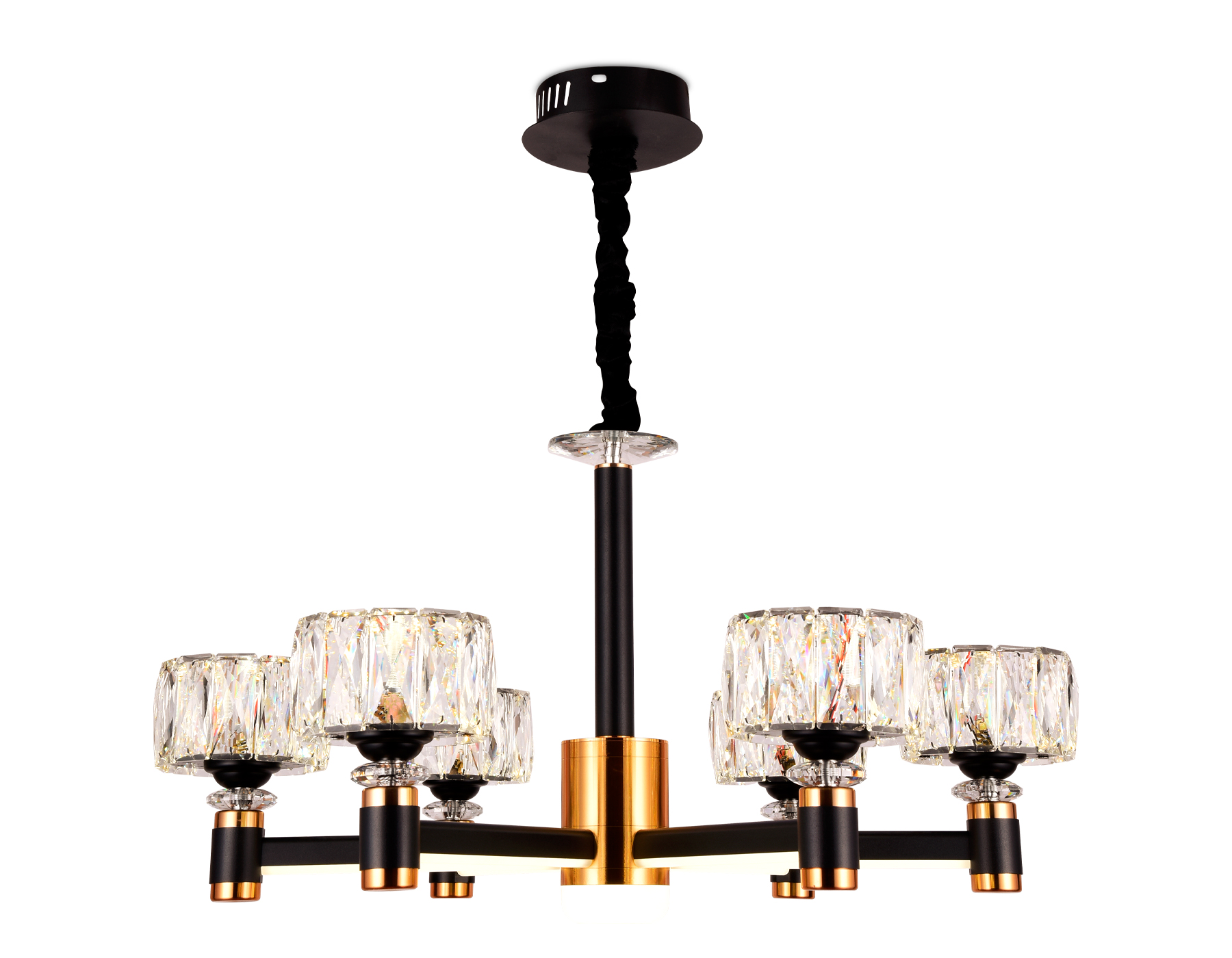 Подвесная светодиодная люстра Ambrella TR4516/6 BK/GD черный/золото 120W D730*370 (Без ПДУ)