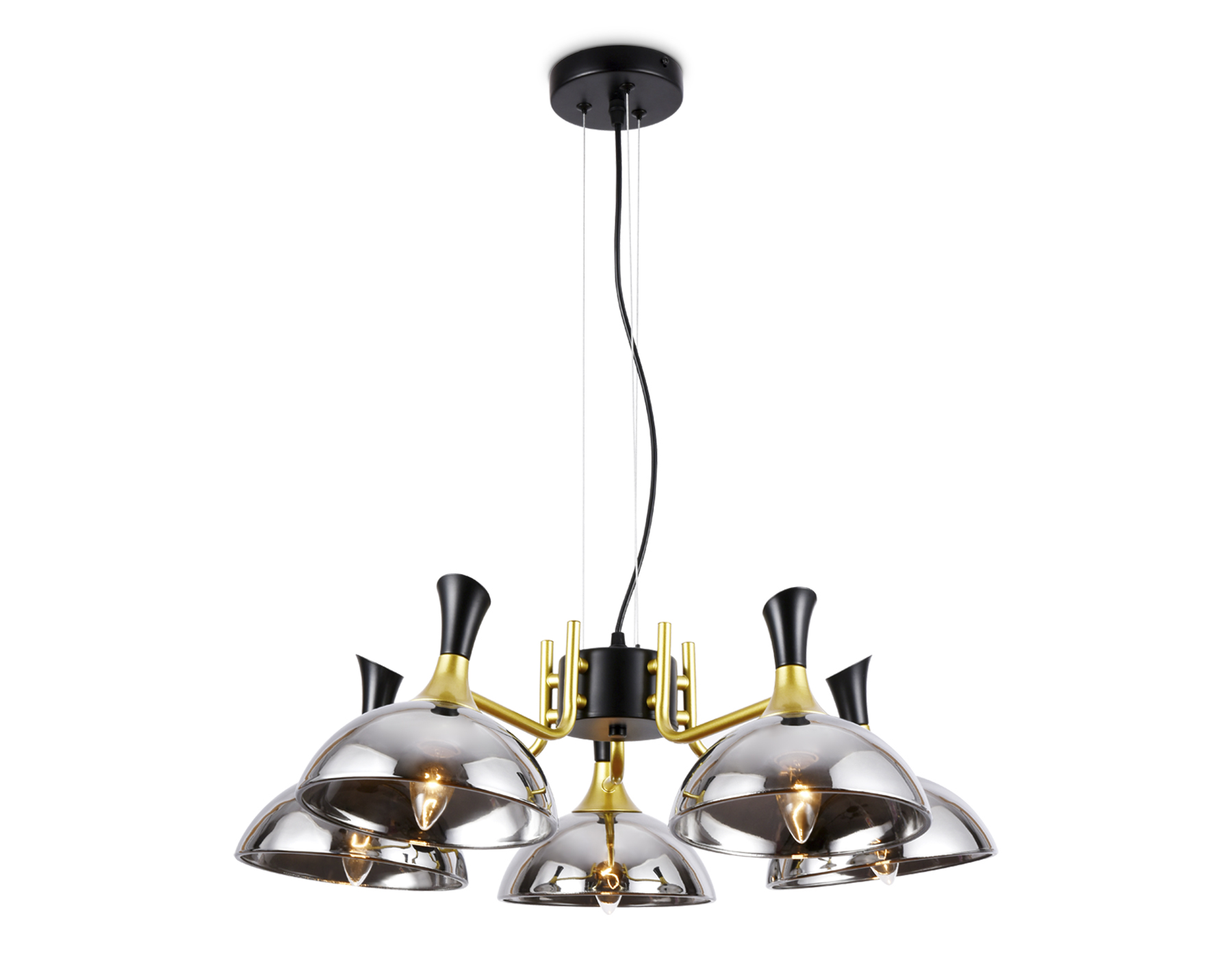 Подвесная люстра Ambrella TR9082/5 BK/GD/SM черный/золото/дымчатый E27/5 max 40W D750*750