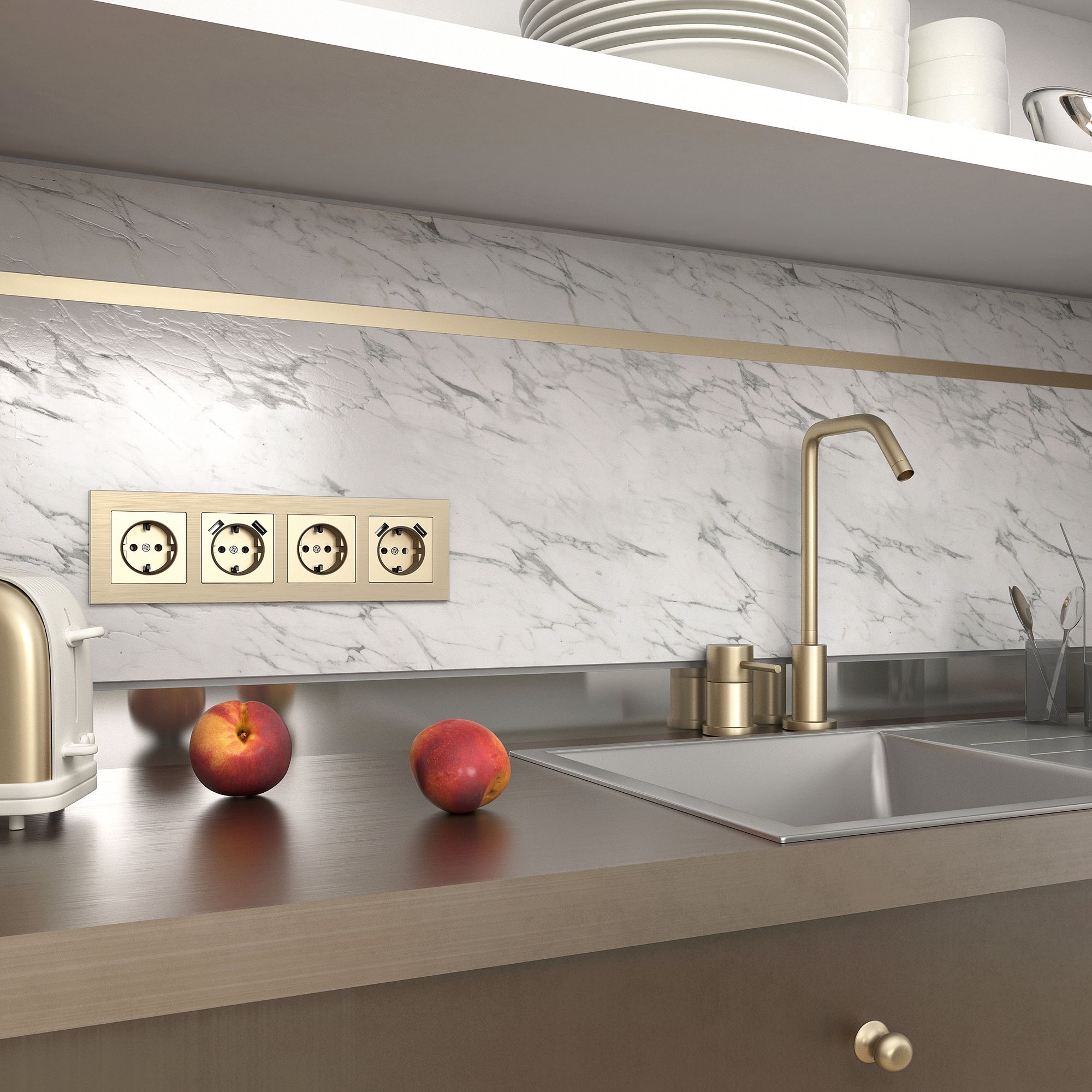 Рамка на 4 поста Werkel Aluminium (шампань) / W0041711 / a052315