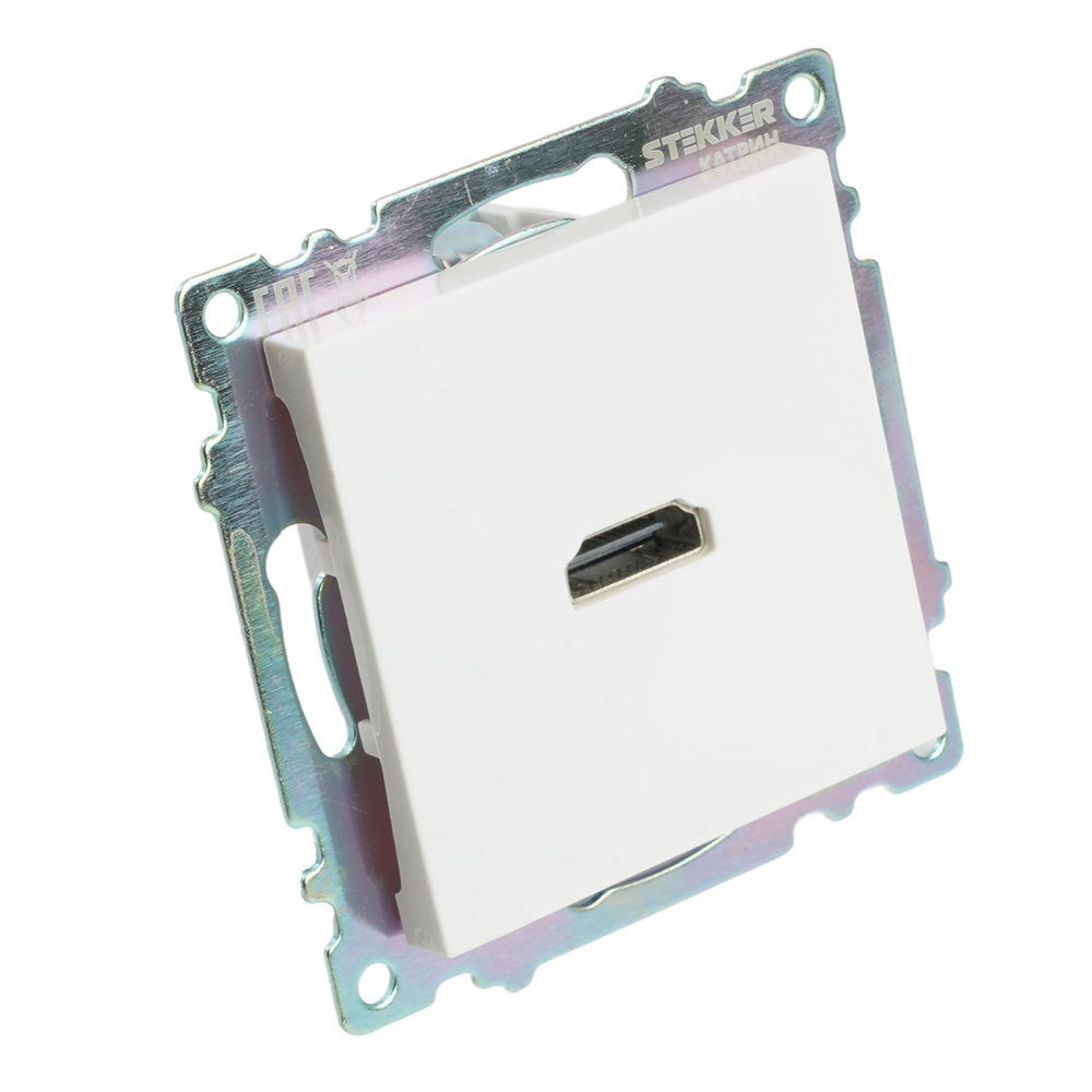 Розетка HDMI 2.1, Type A  (механизм), STEKKER GLS00-7118-01, серия Катрин, белый