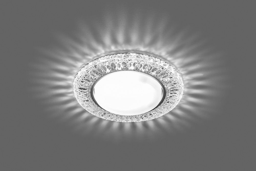 Светильник встраиваемый с белой LED подсветкой Feron CD4022 потолочный GX53 без лампы прозрачный Светильник встраиваемый с белой LED подсветкой Feron CD4022 потолочный GX53 без лампы прозрачный