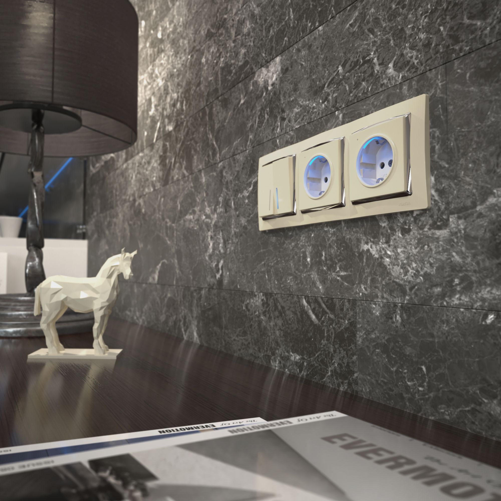 Розетка с подсветкой Werkel (слоновая кость) W1171403