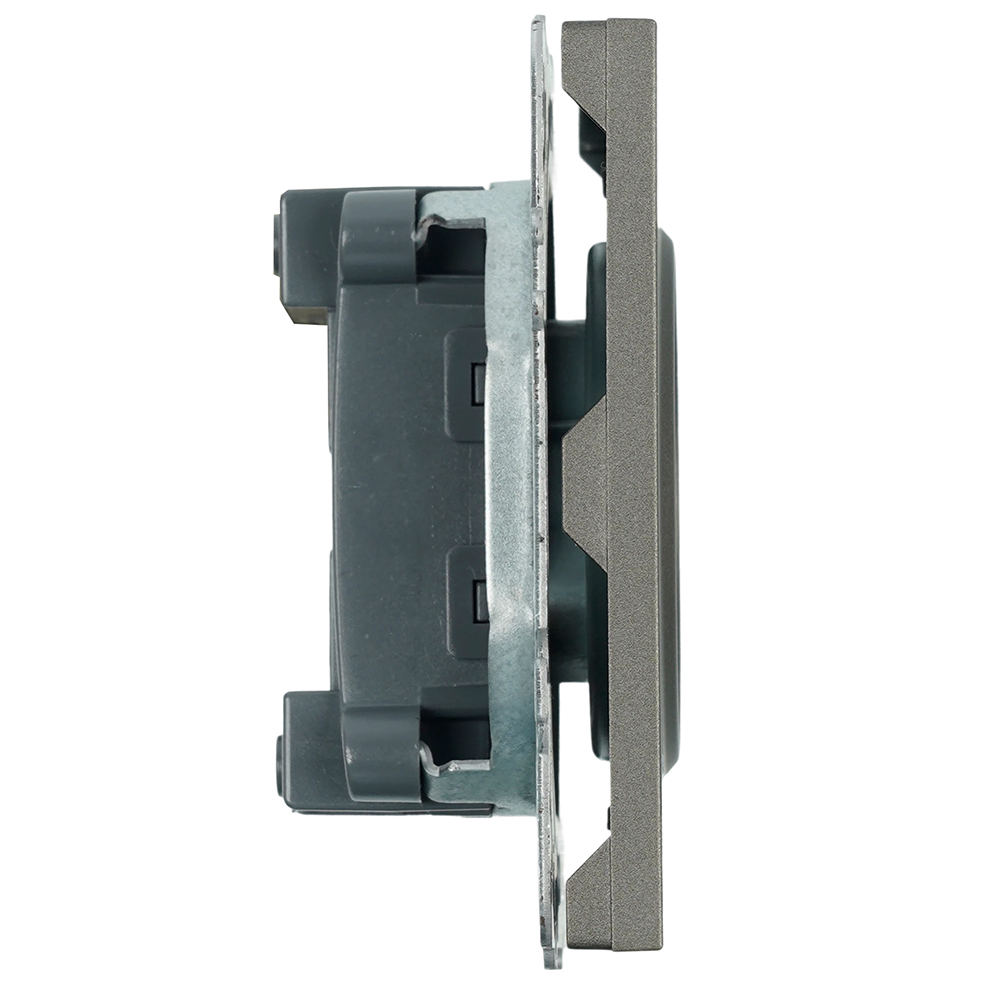 Розетка 1-местная с защитной шторкой (механизм), STEKKER,  б/з, 250В, 16А, серия Эмили, RST16-5109-09, антрацит, soft touch