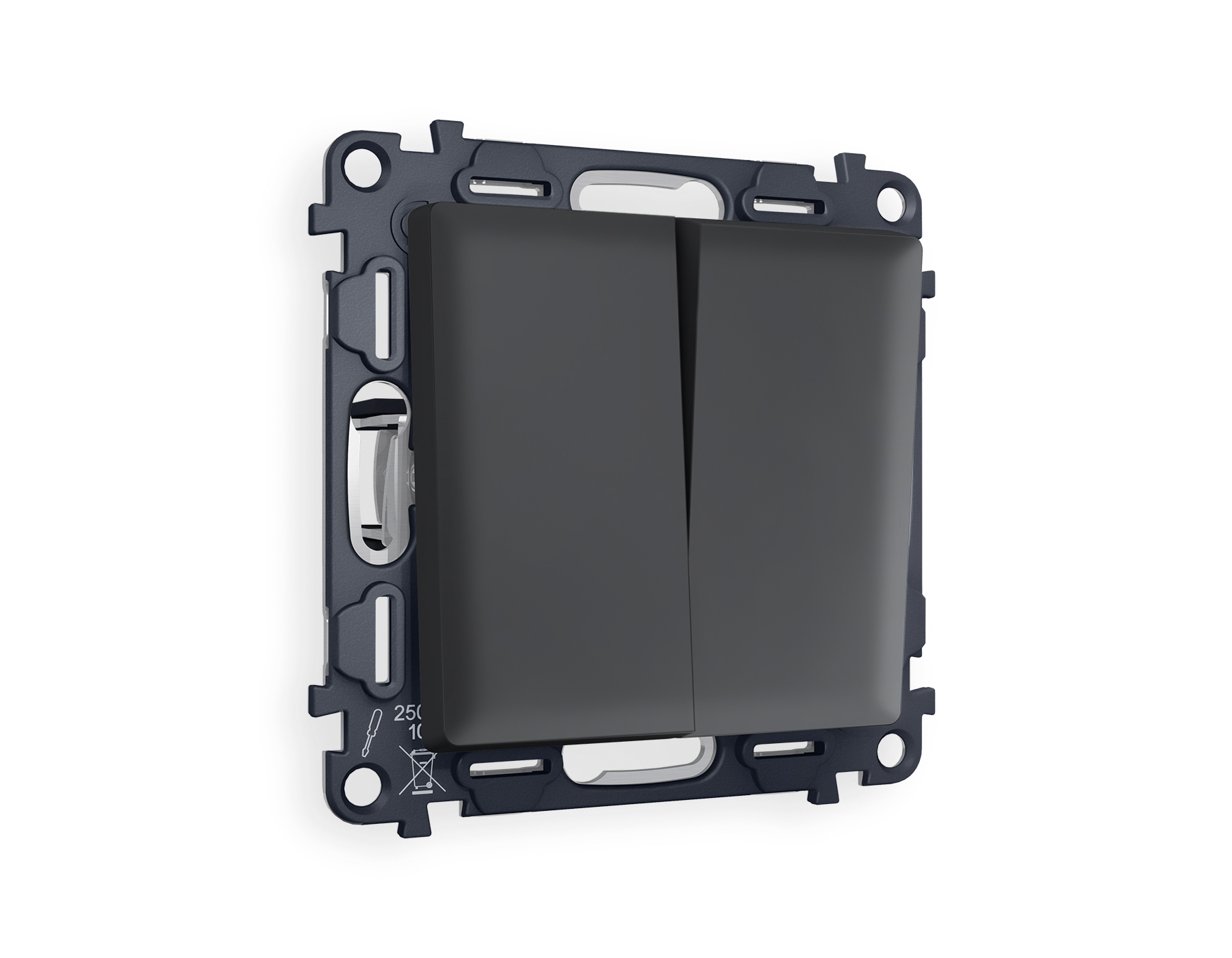 MA903020 Комплект механизма 2-кл проходного выключателя ALFA Графит мягкое касание QUANT (AP9030, VM120)