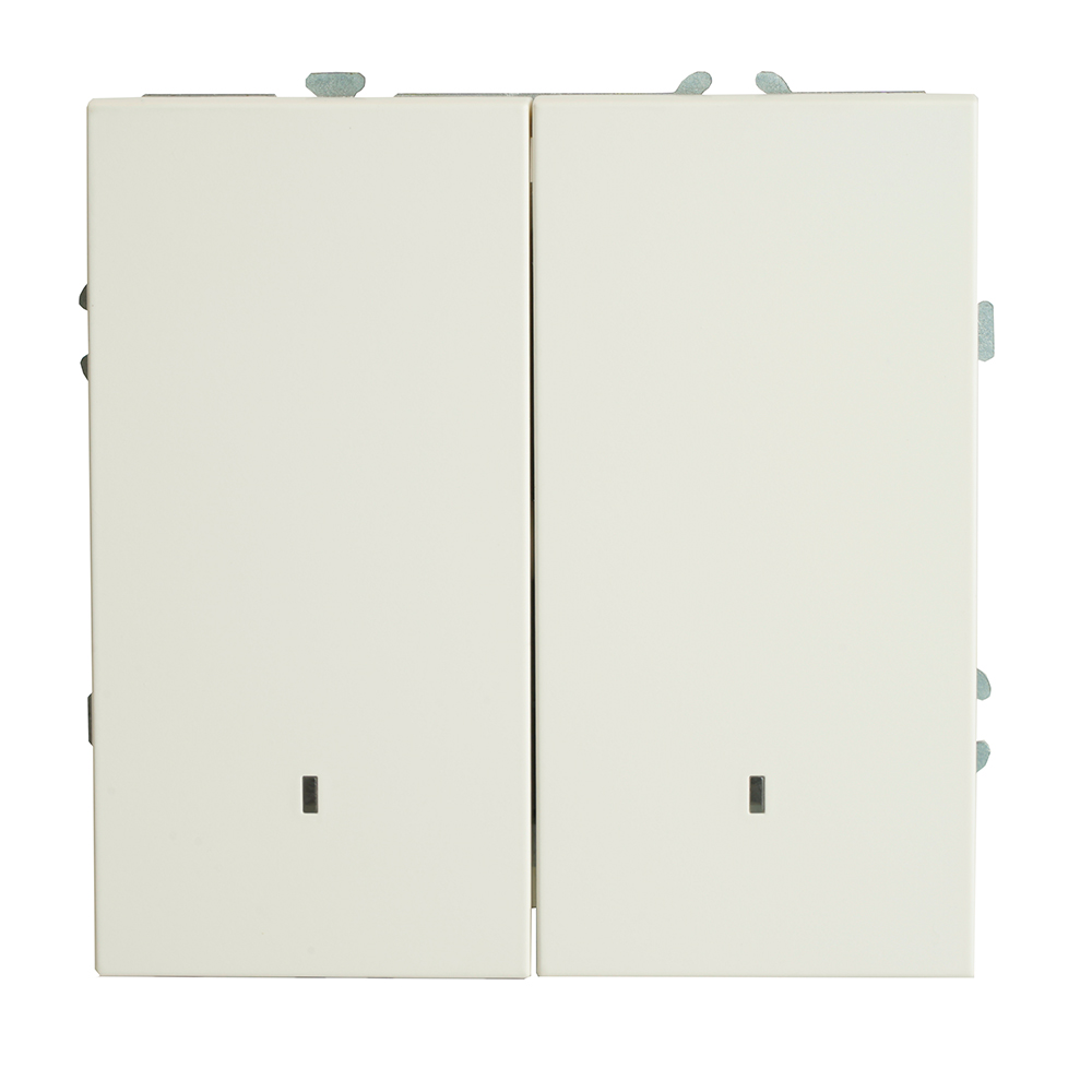 Выключатель 2-клавишный c индикатором (механизм), STEKKER, 250В, 10А, серия Эмили, RSW10-5102-01, белый фарфор, soft touch