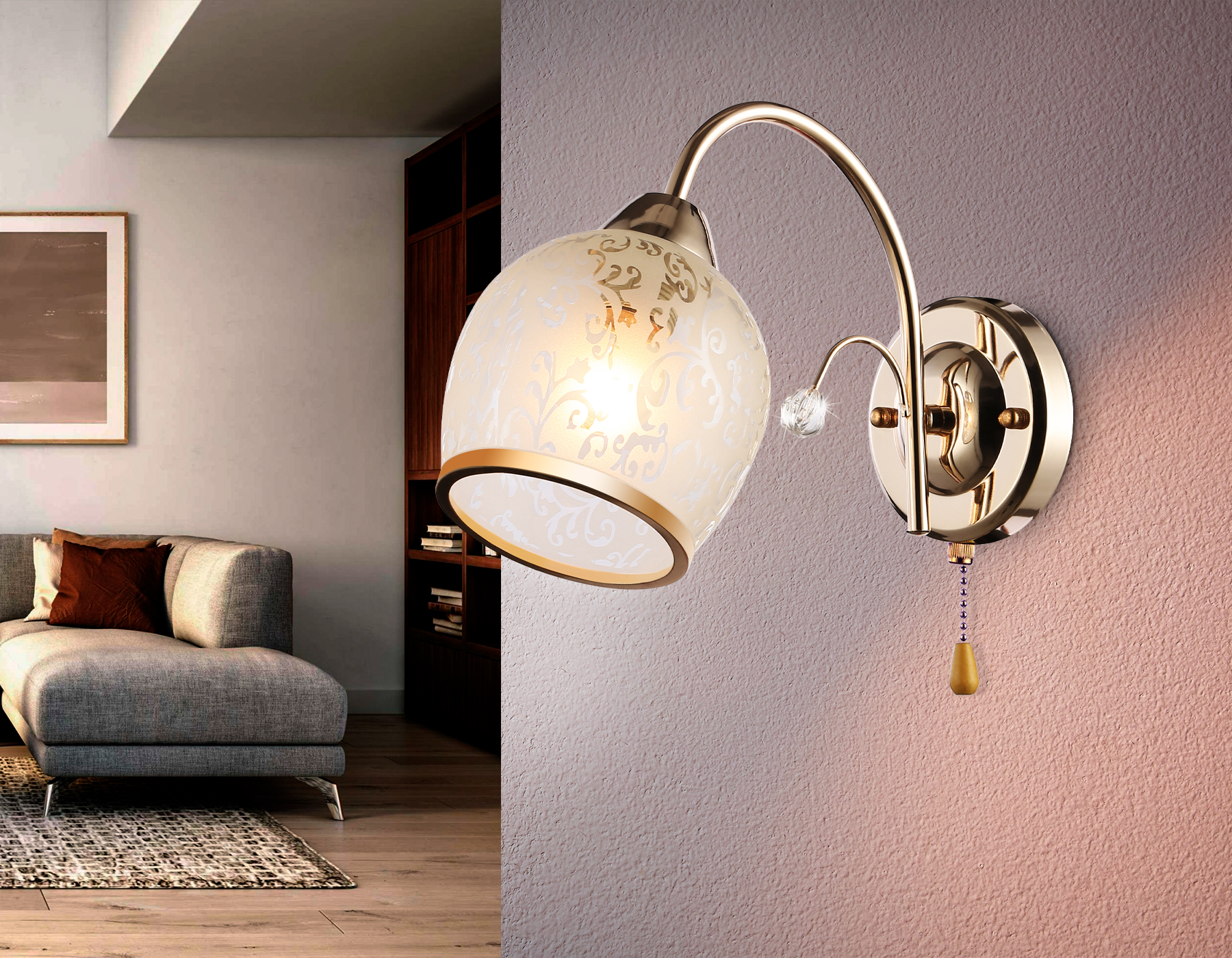 Настенный светильник TR3195 GD/CL/FR золото/прозрачный/белый матовый E27 max 40W 190*110*290