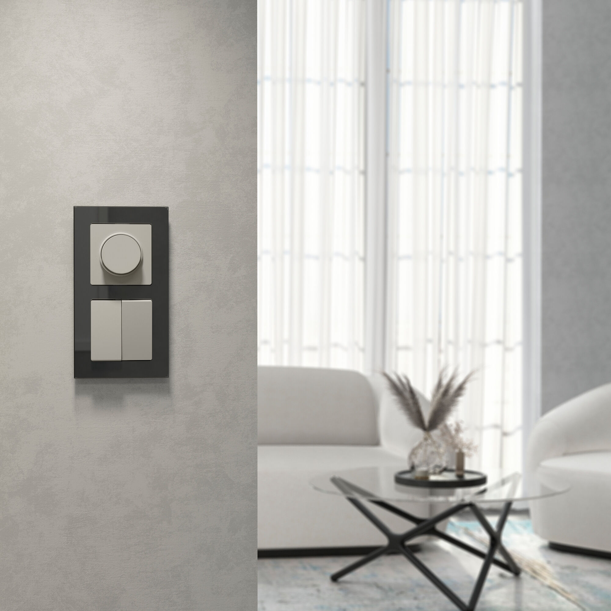 W1220004/ Выключатель двухклавишный (дымчатый) W1220004