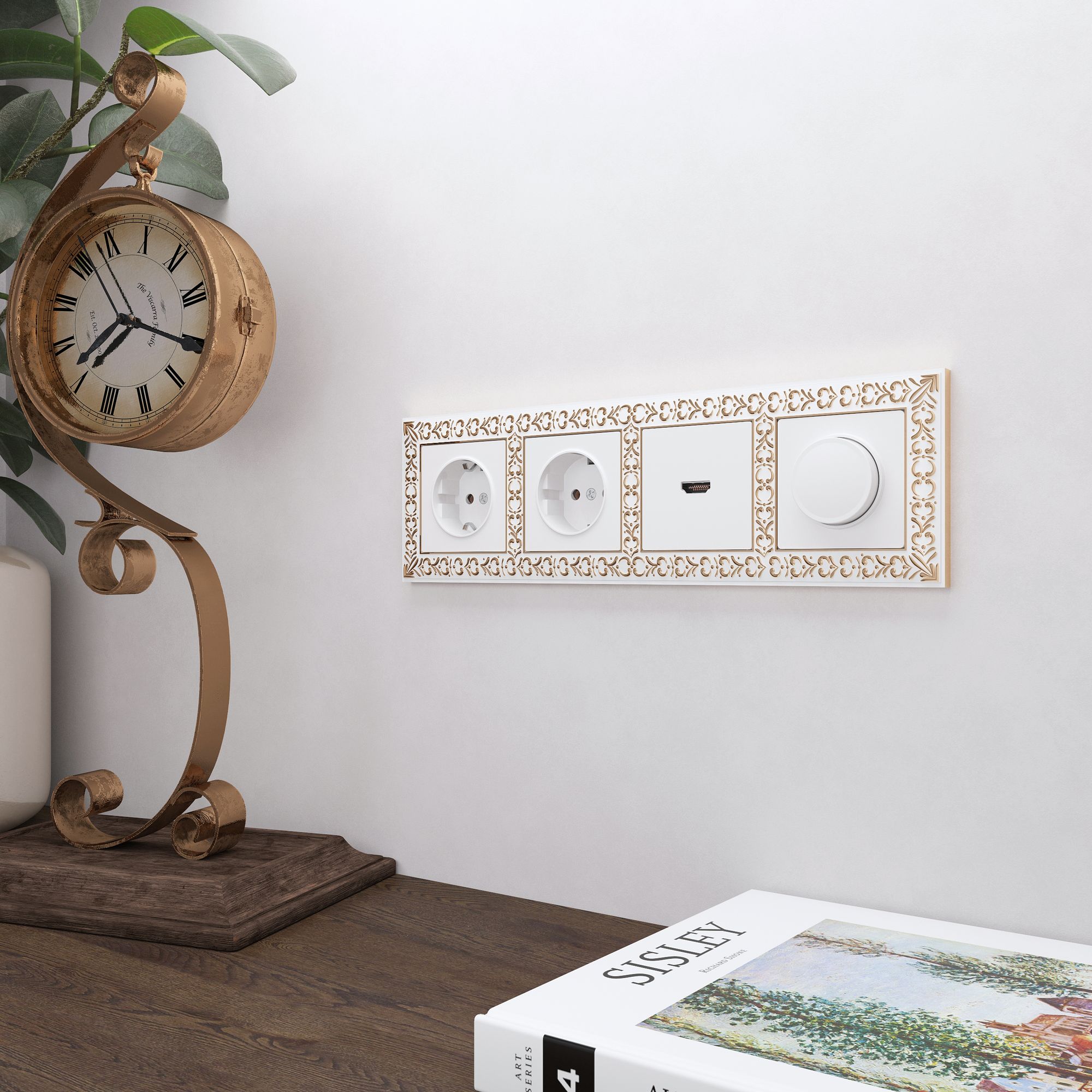 Рамка WERKEL Antik на 4 поста (белое золото) WL07-Frame-04 / W0041523 / a036751