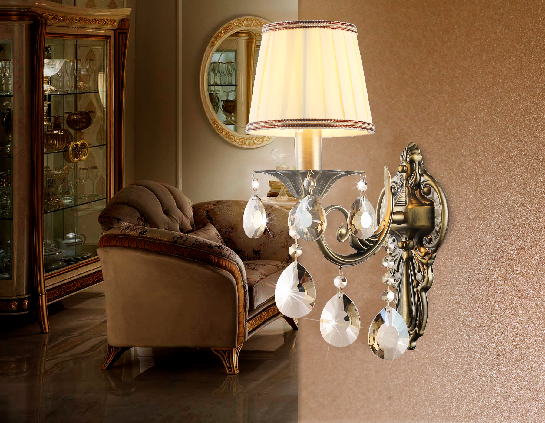 Настенный светильник TR4578 SB/WH бронза/белый E14 max 40W 405*130*230