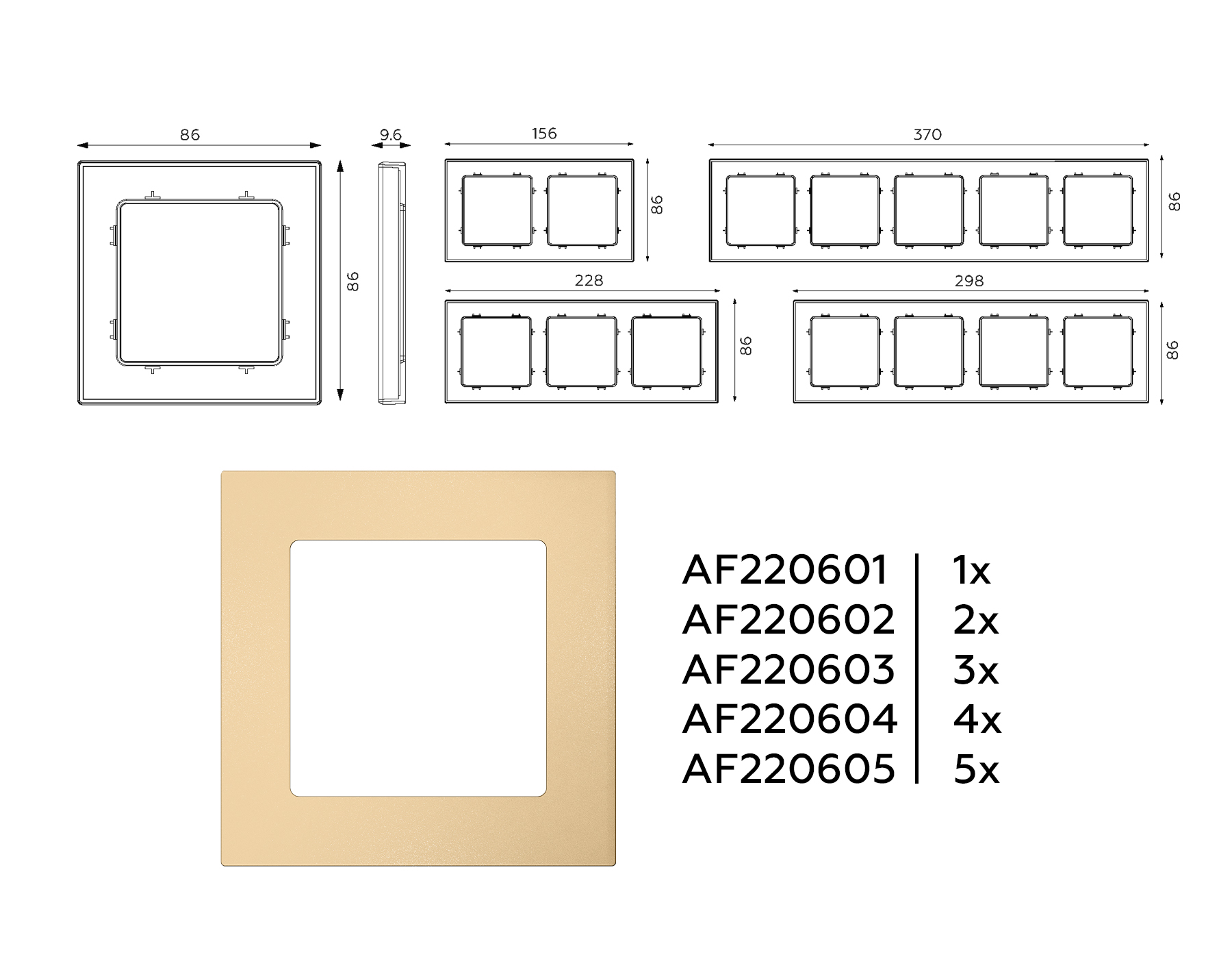 AF220603 Рамка ALFA Techno (Шампань) 3-ая