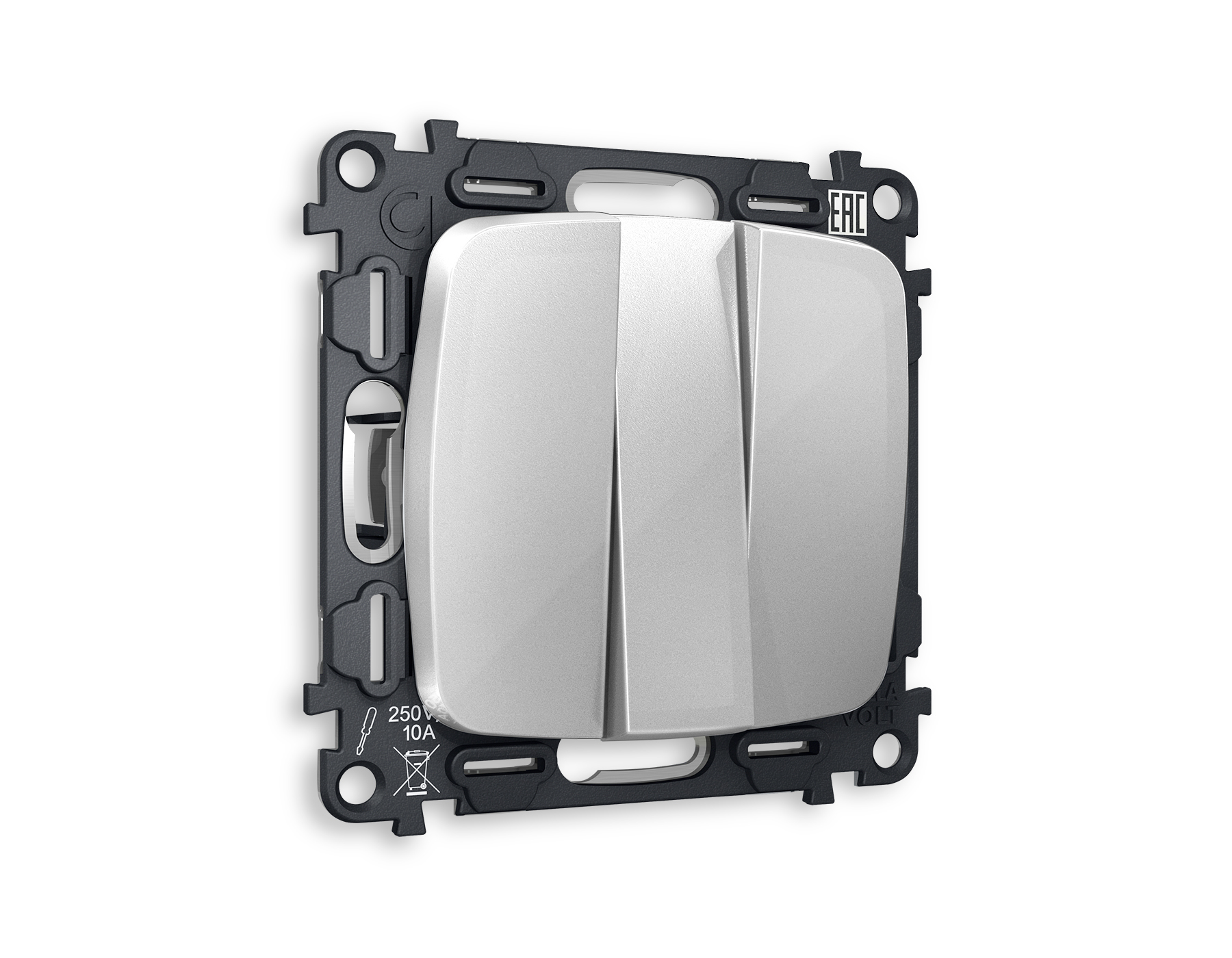 MO405010 Комплект механизма 3-кл выключателя OMEGA Серебро глянец QUANT (OP4050, VM133)