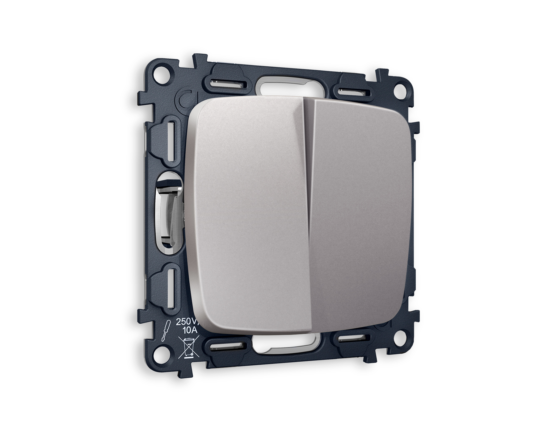 MO503020 Комплект механизма 2-кл проходного выключателя OMEGA Сталь матовый QUANT (OP5030, VM120)