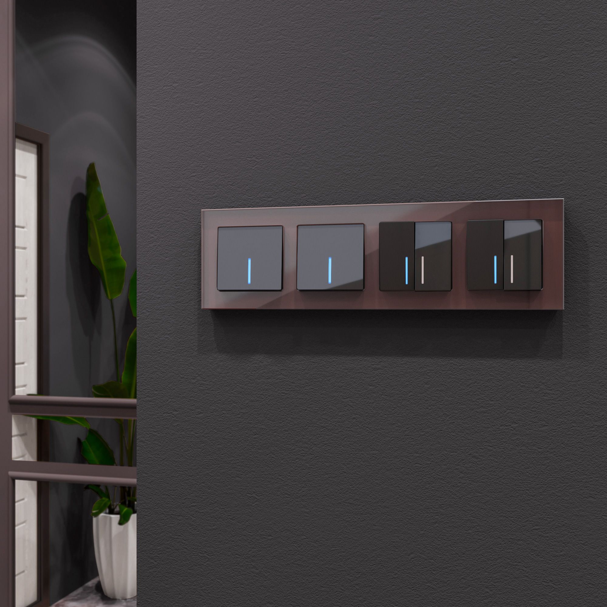 Рамка WERKEL Favorit на 4 поста (мокко, стекло) WL01-Frame-04 / W0041118 / a031795