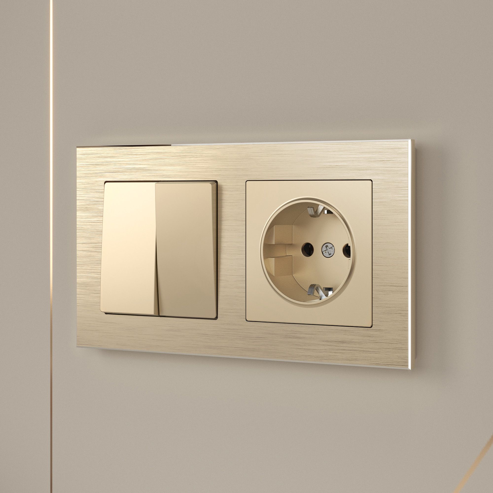 Розетка с заземлением и шторками WERKEL (шампань) WL11-SKGS-01-IP44 / W1171111 / a040913