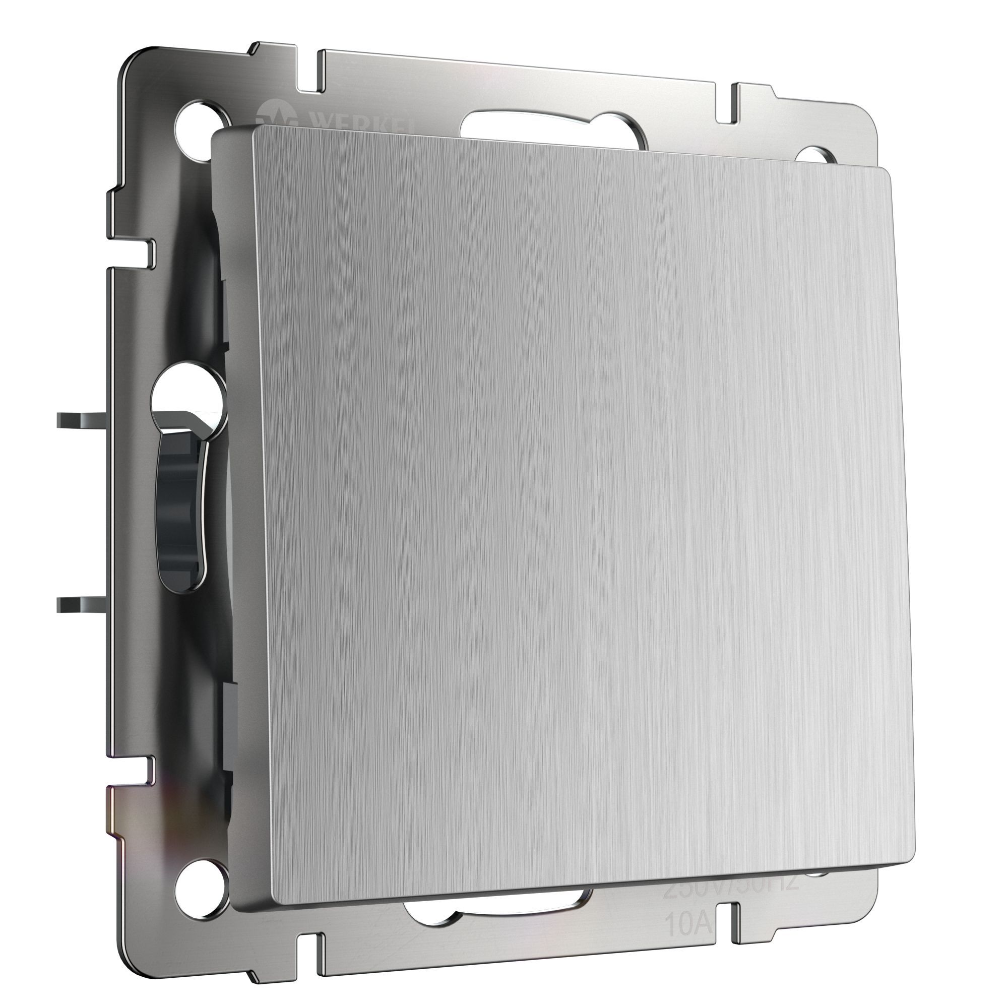 Выключатель одноклавишный проходной WERKEL (cеребряный рифленый) WL09-SW-1G-2W / W1112009 / a035652